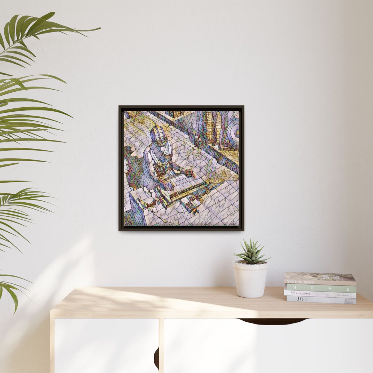 Abstract DJ Skateboarder Matte Framed Canvas – Colorful Urban Music Art Print