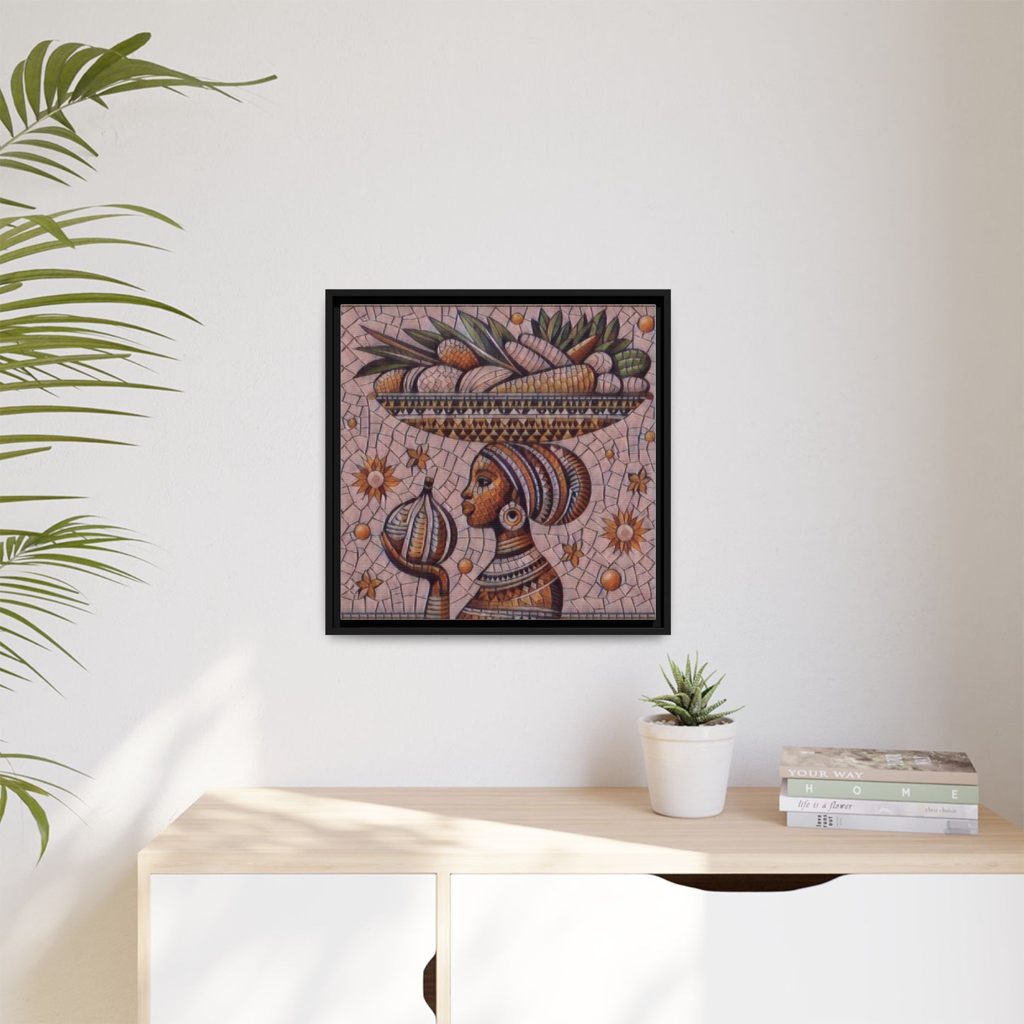 Egyptian Mosaic Goddess Matte Framed Canvas Wall Art