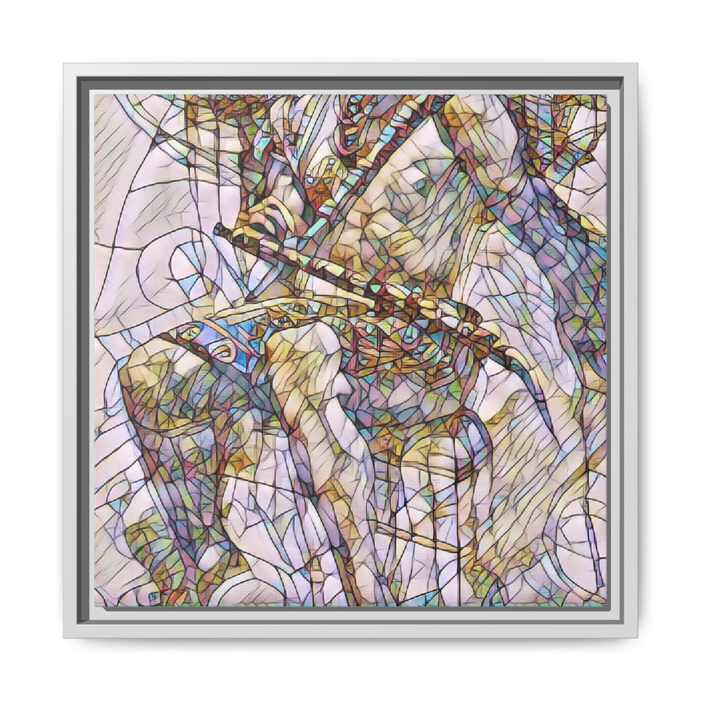 Framed Abstract Musician Canvas Art — Multi‑Color Jazz Saxophone Print