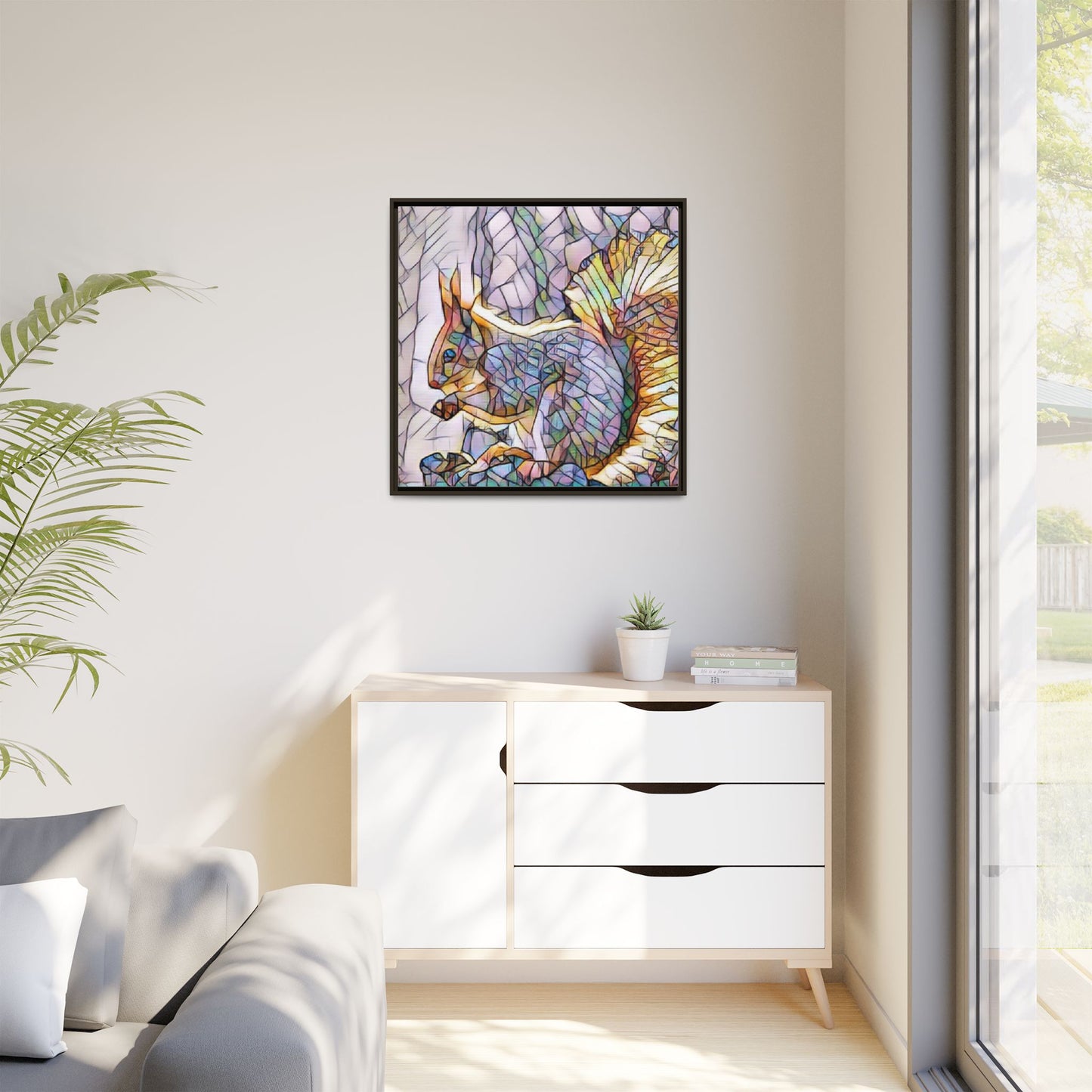 Framed Squirrel Mosaic Matte Canvas Wall Art