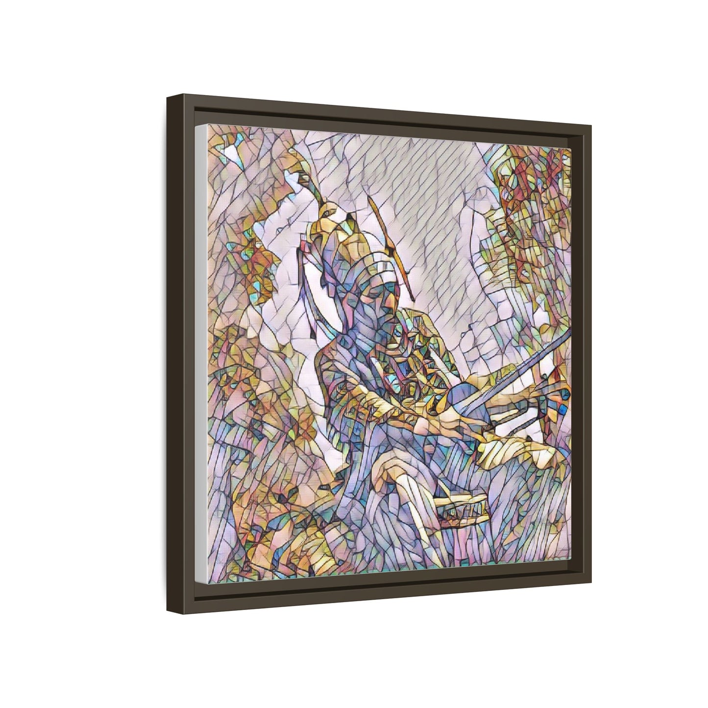 Framed Archery Canvas Print — Stained-Glass Archer Wall Art
