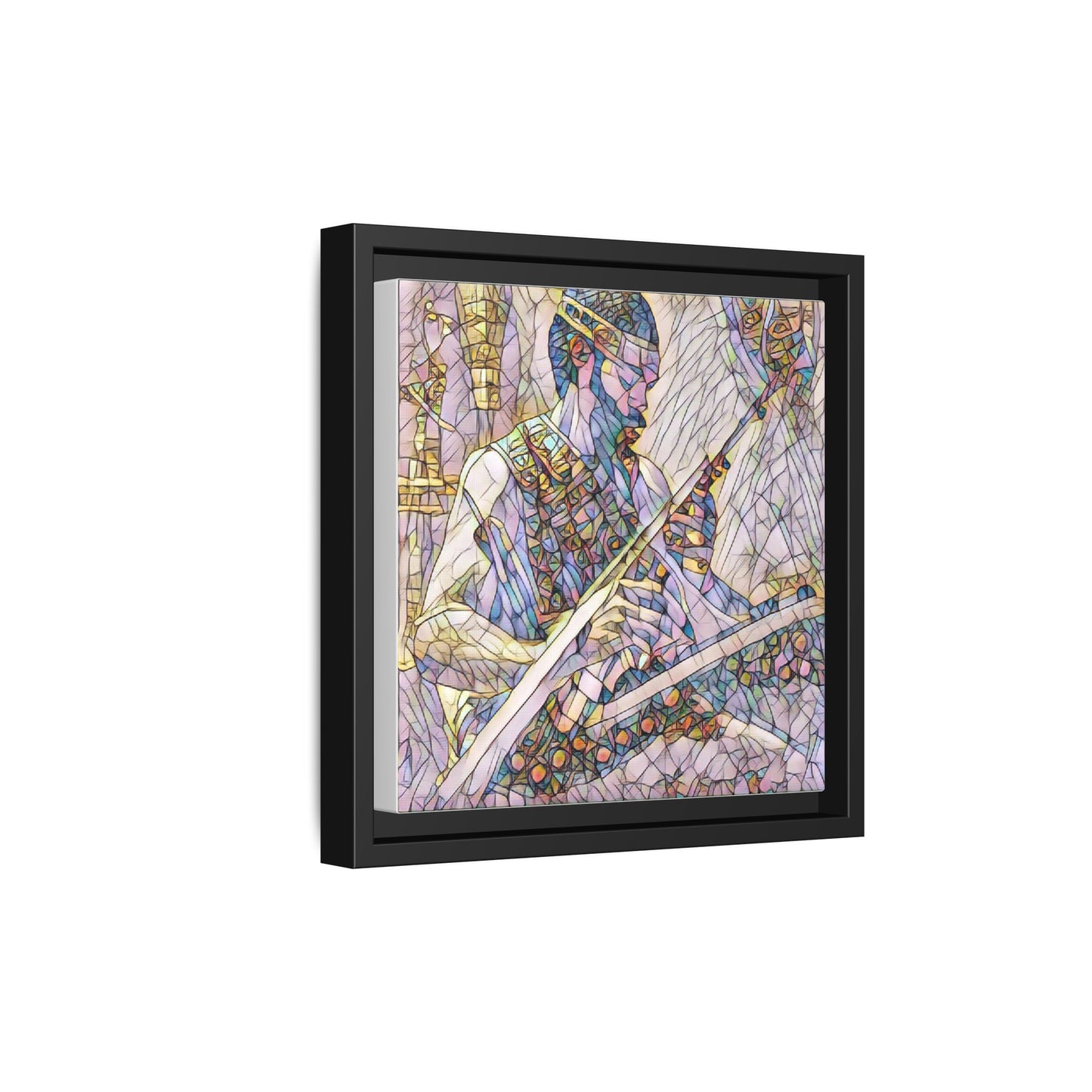 Framed Matte Canvas — Abstract Musician Stained-Glass Art Print