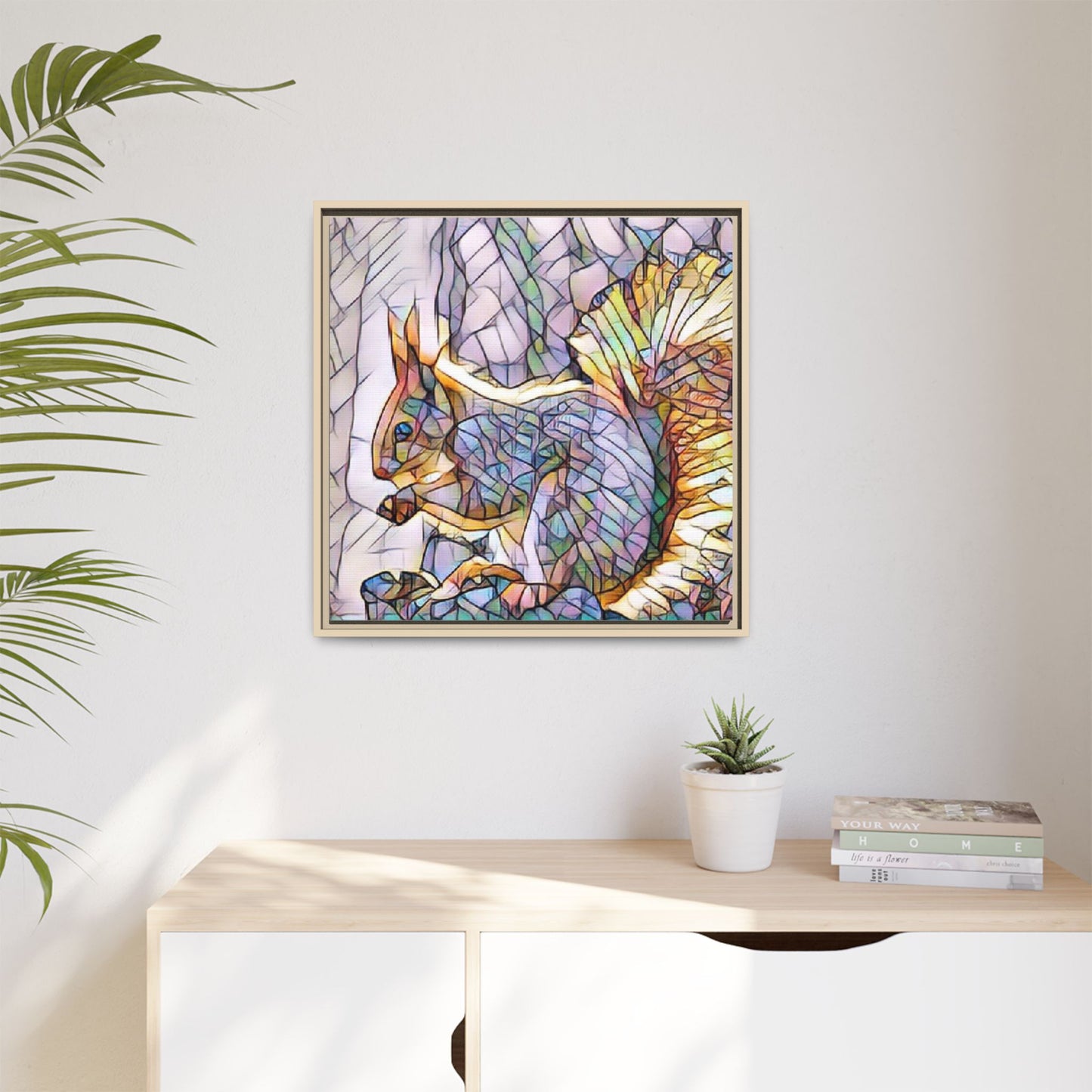 Framed Squirrel Mosaic Matte Canvas Wall Art