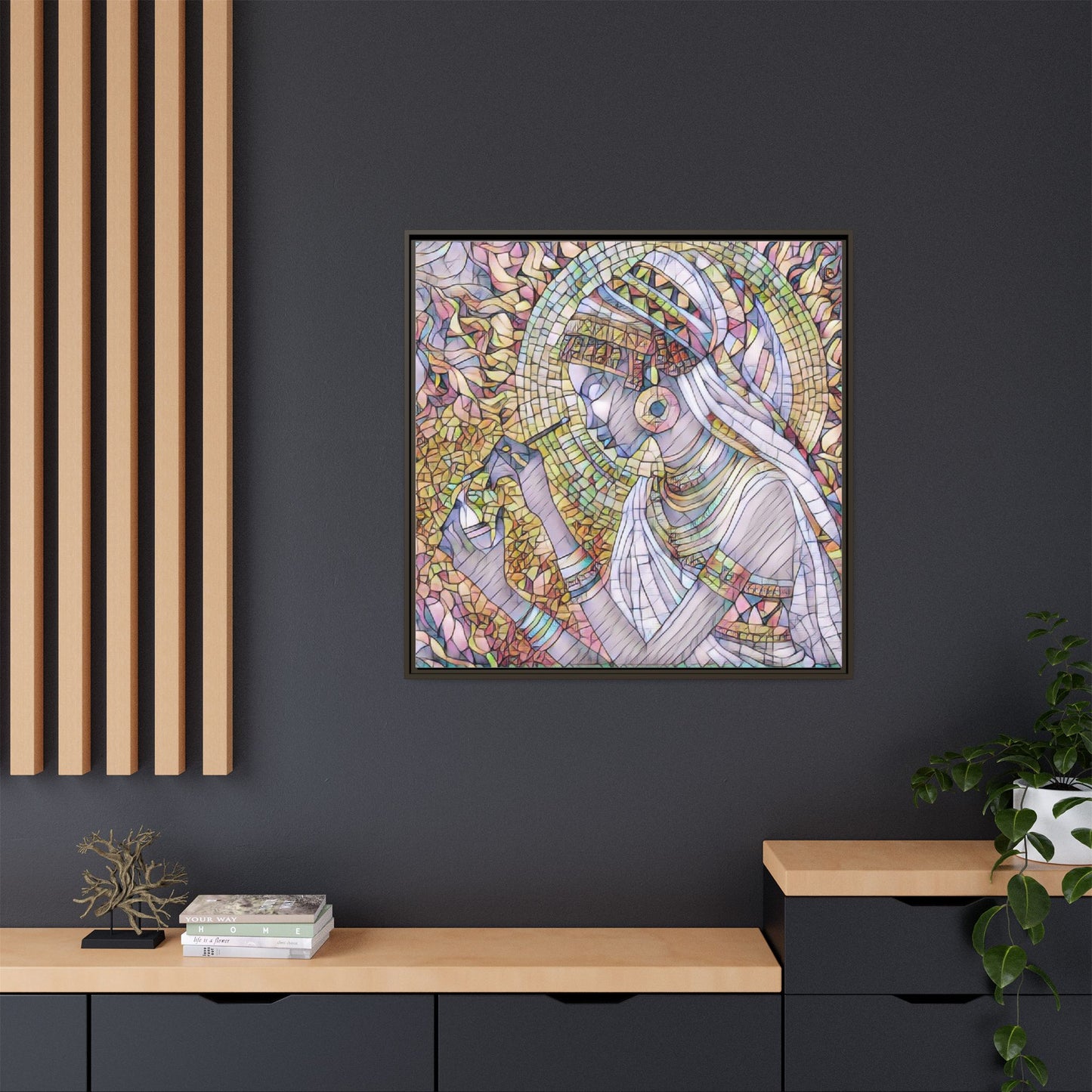 Egyptian Goddess Stained-Glass Matte Canvas (Framed)