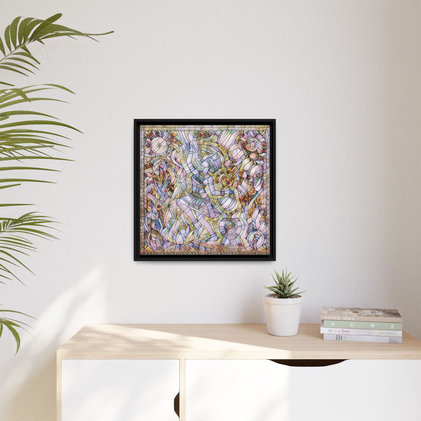 Abstract Stained Glass Dance Matte Framed Canvas