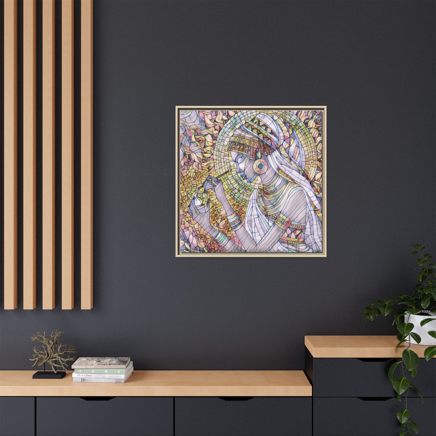 Egyptian Goddess Stained-Glass Matte Canvas (Framed)