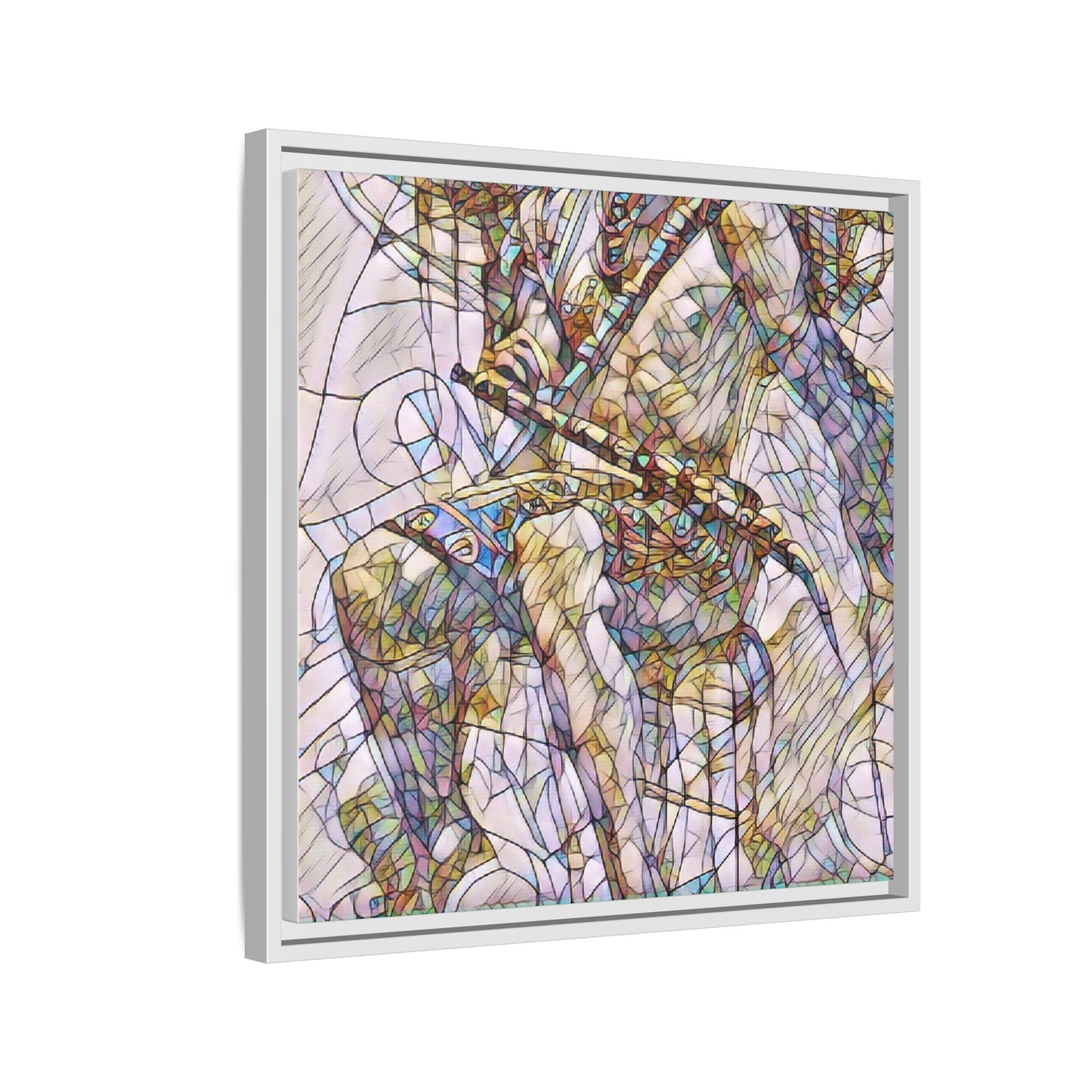 Framed Abstract Musician Canvas Art — Multi‑Color Jazz Saxophone Print