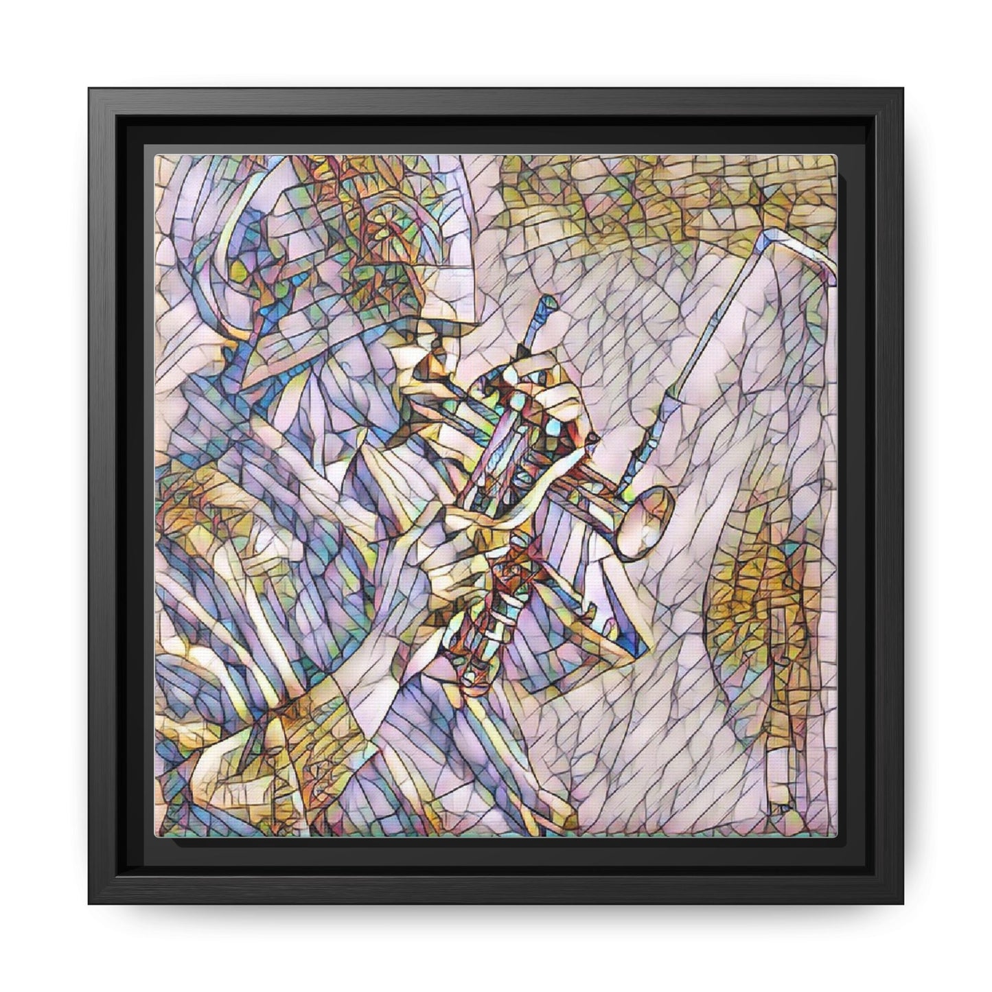 Framed Abstract Trumpet Player Matte Canvas Art