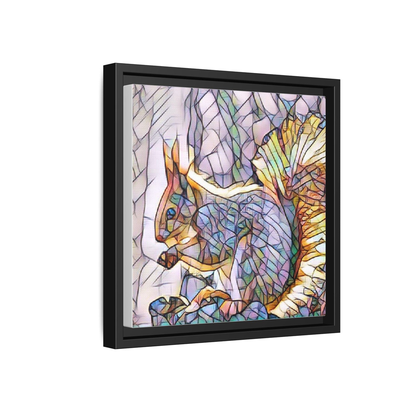 Framed Squirrel Mosaic Matte Canvas Wall Art