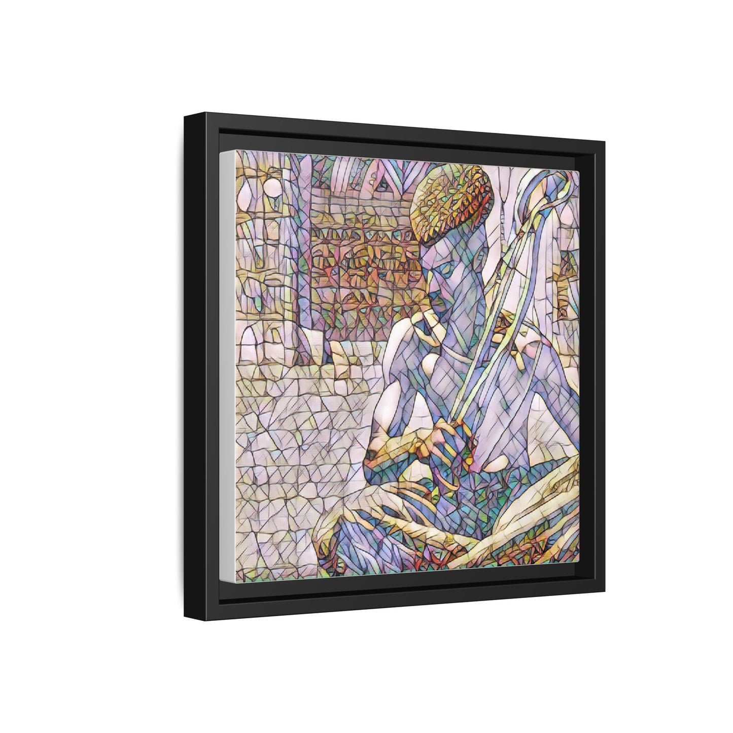 Framed Matte Canvas Art – Stained-Glass Style Musician Print