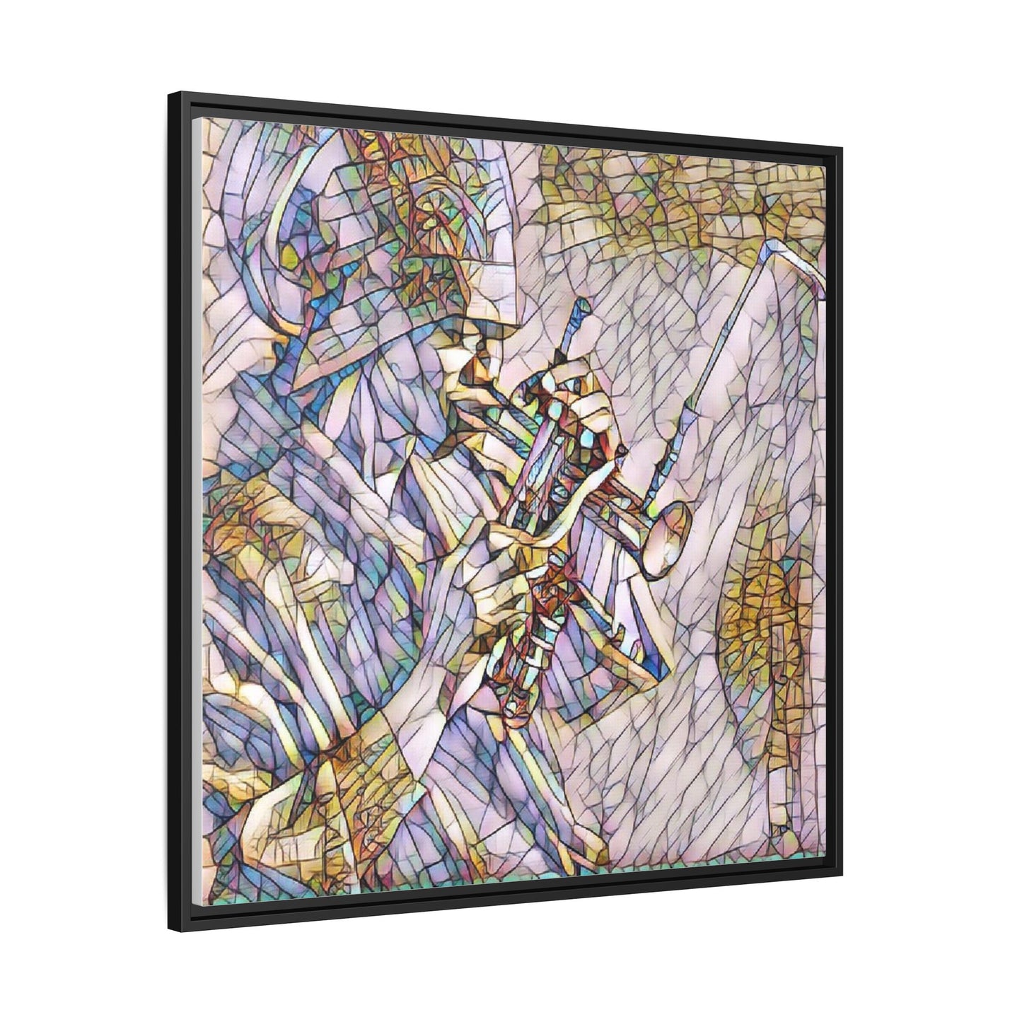 Framed Abstract Trumpet Player Matte Canvas Art