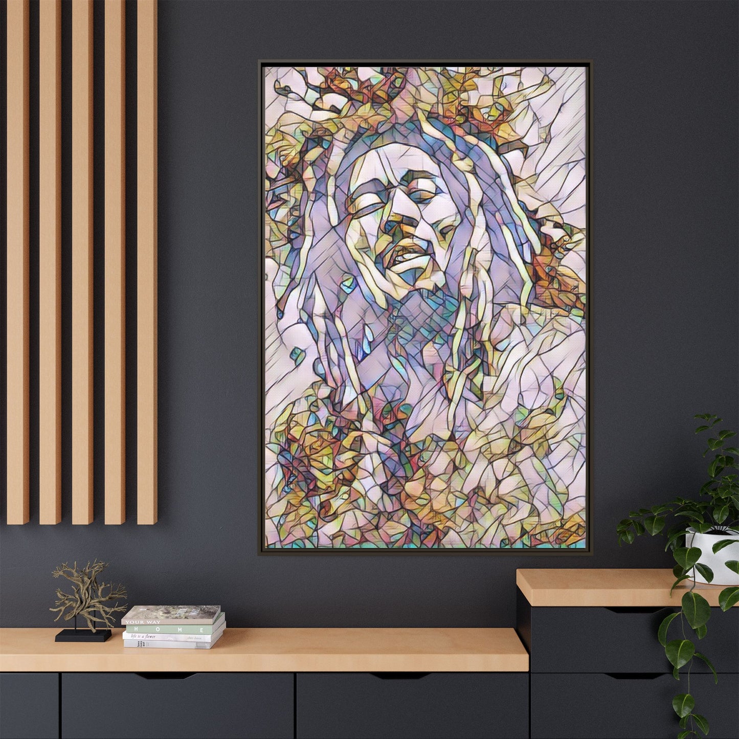 Abstract Multicolor Portrait Matte Canvas Framed Wall Art