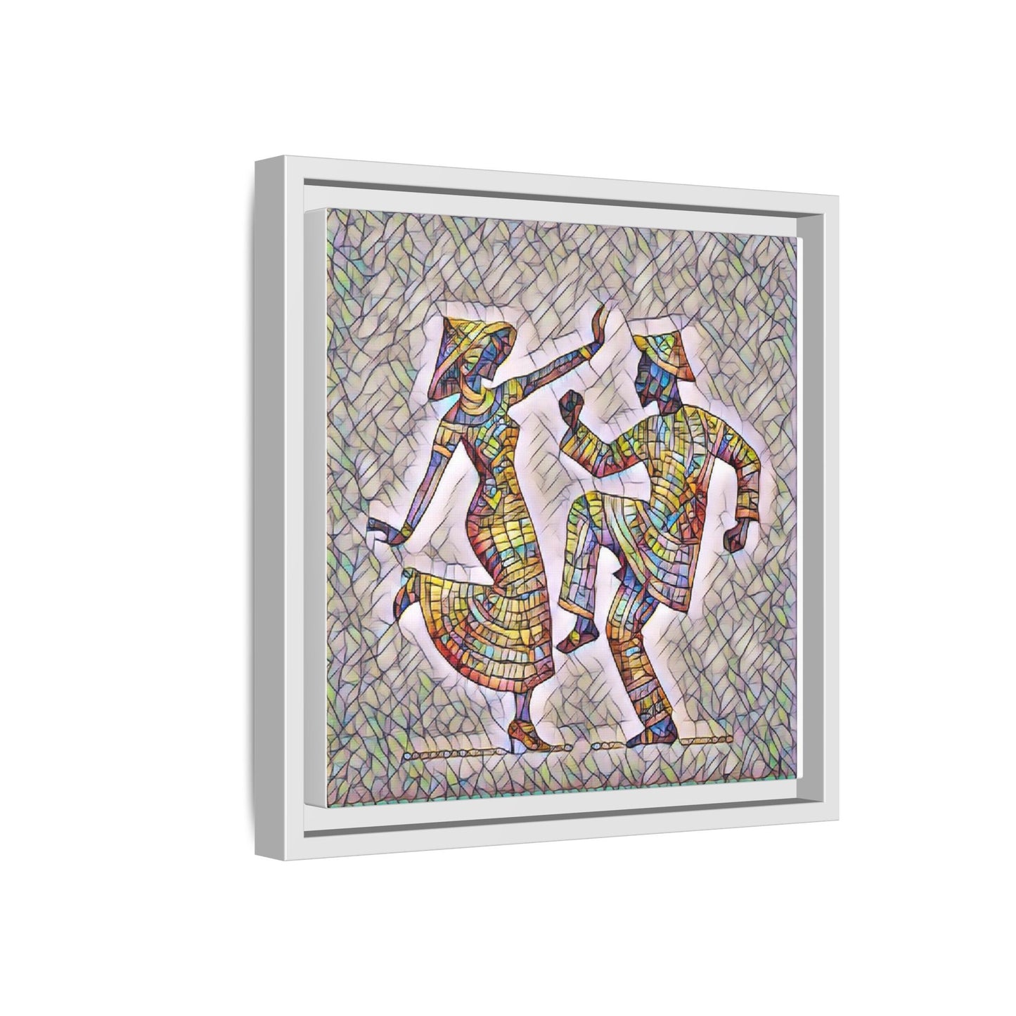 Colorful Folk Dance Matte Canvas Print (Framed)