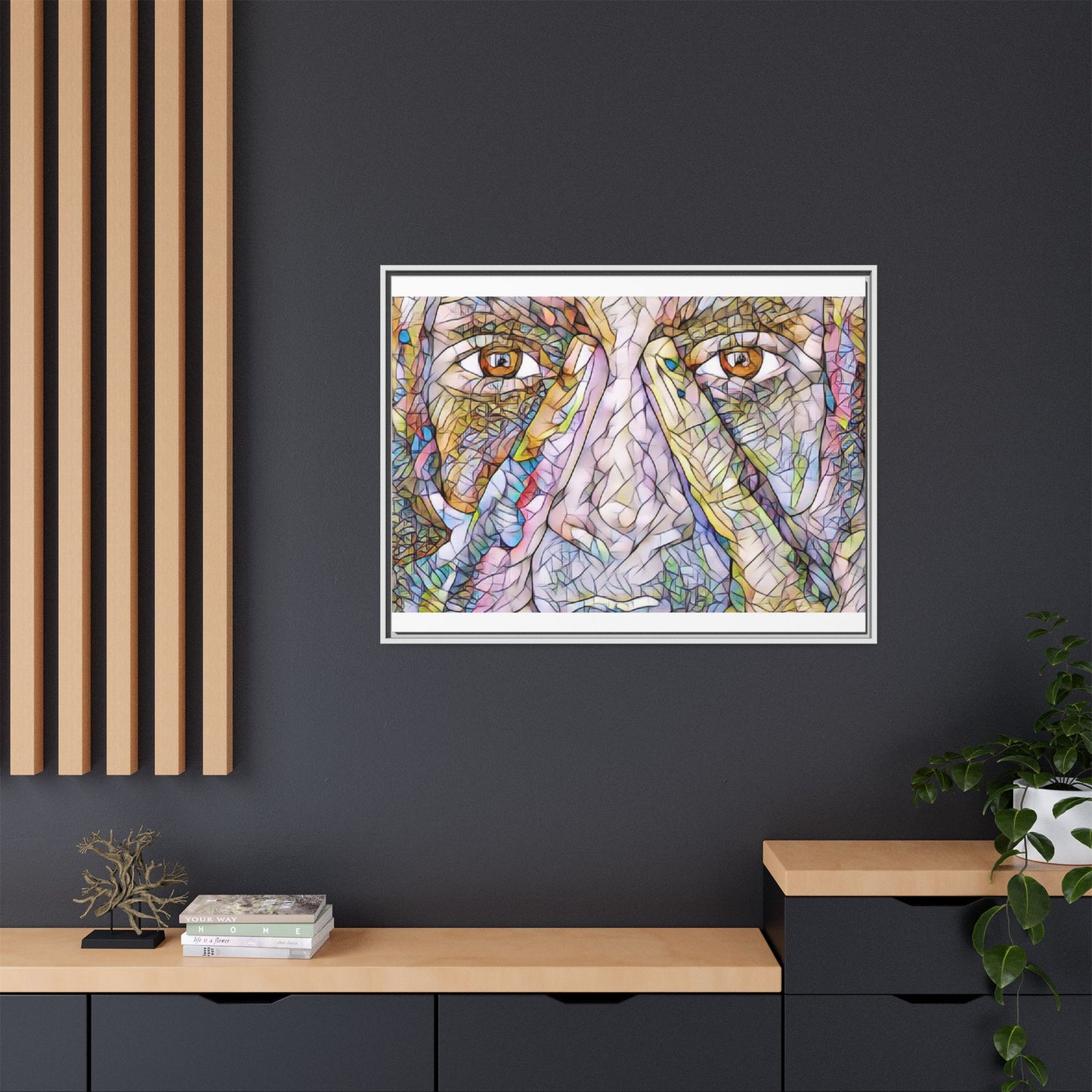 Abstract Stained-Glass Face Matte Canvas Framed Wall Art
