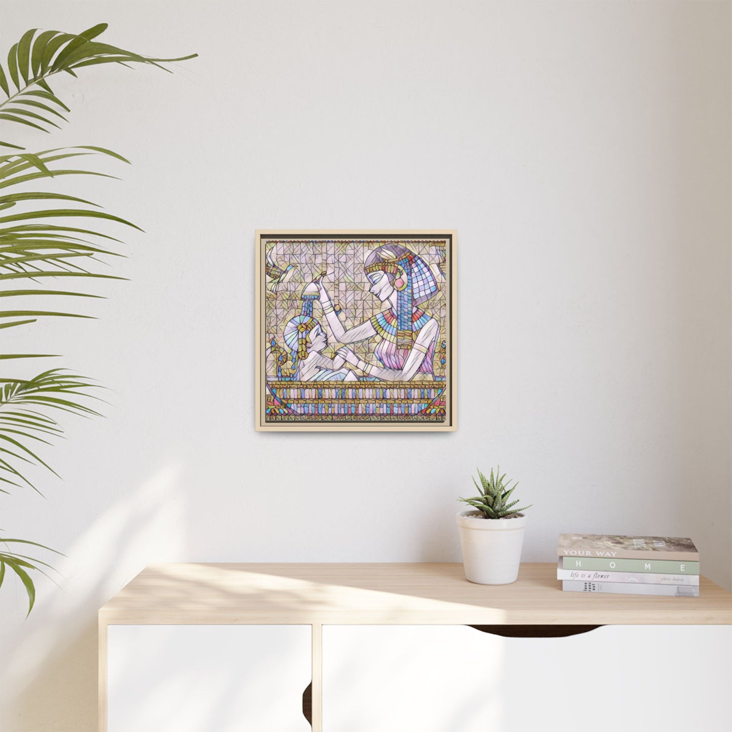 Egyptian Mosaic Mother & Child Framed Matte Canvas