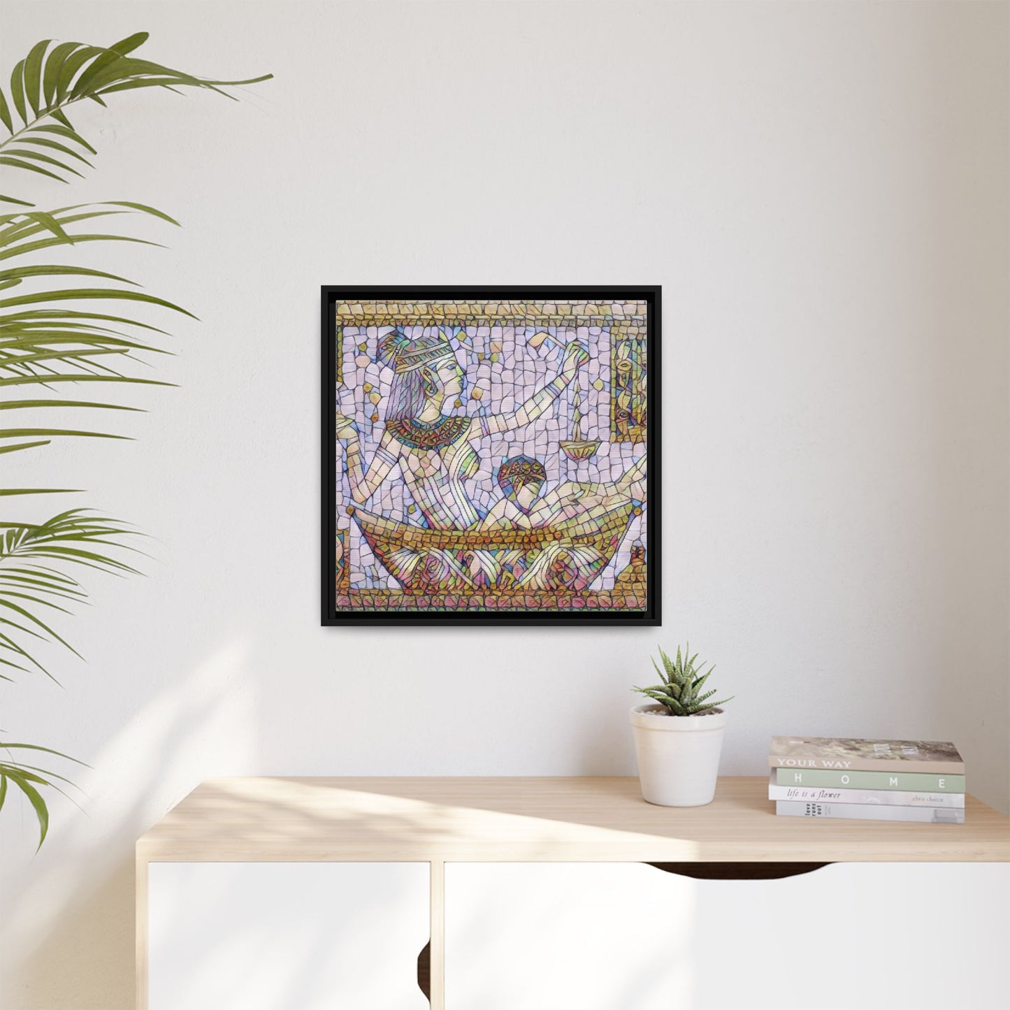 Egyptian Mosaic Goddess Matte Canvas Print (Framed)