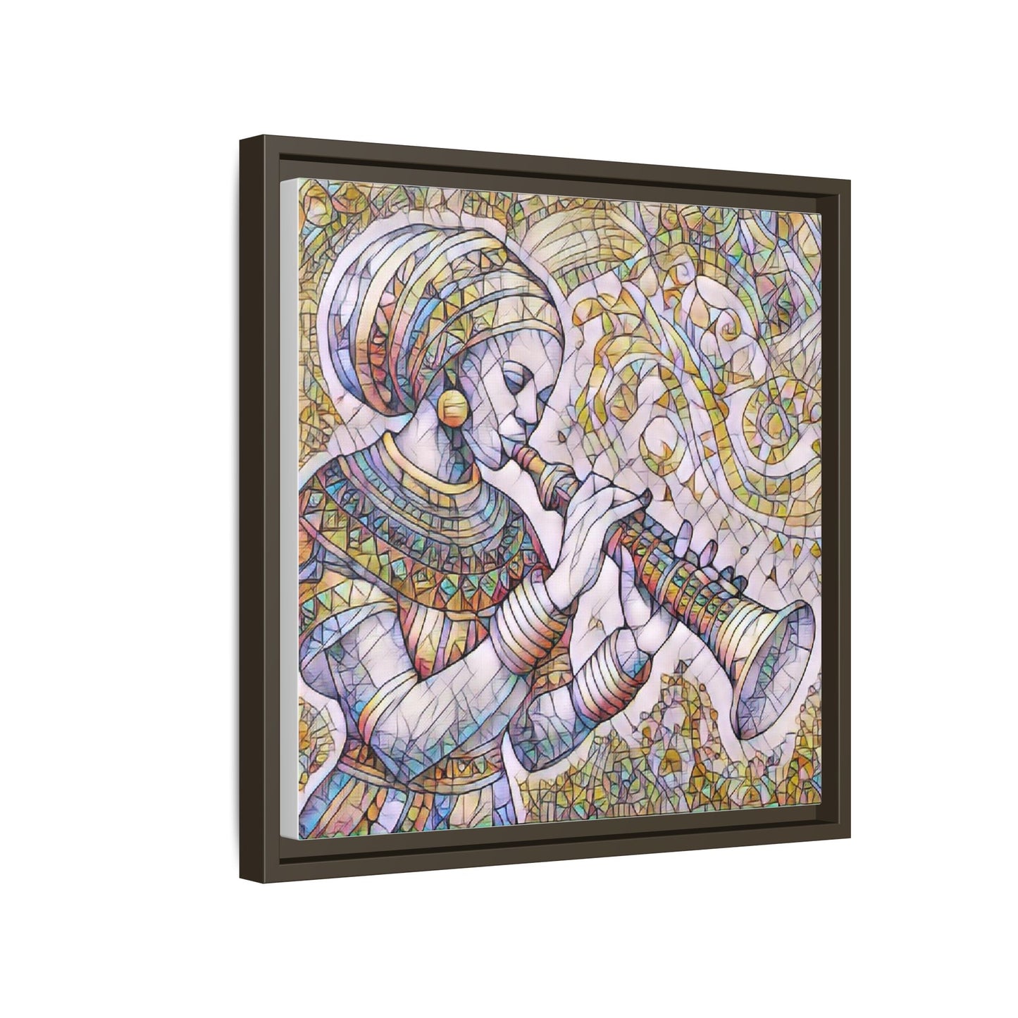 Egyptian Flutist Mosaic Matte Canvas Framed Art