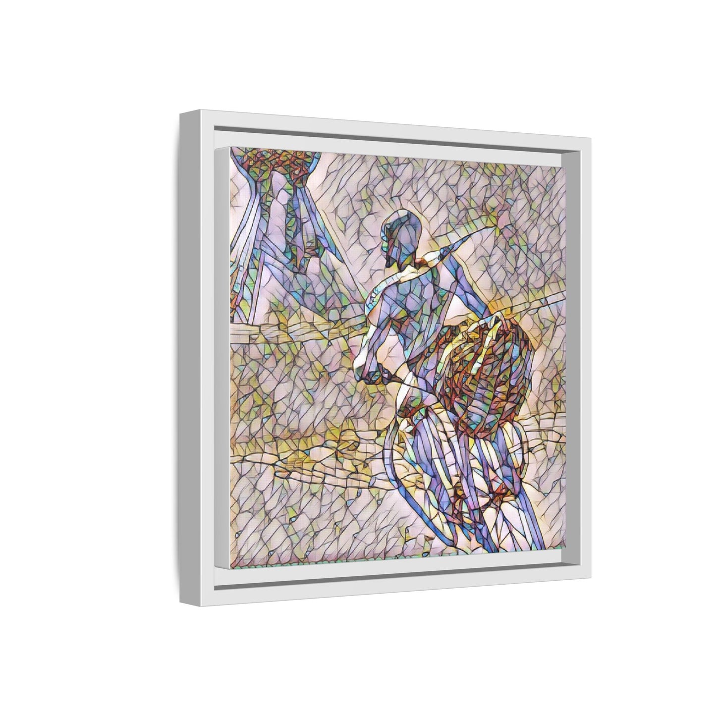 Abstract Stained-Glass Warrior Matte Framed Canvas