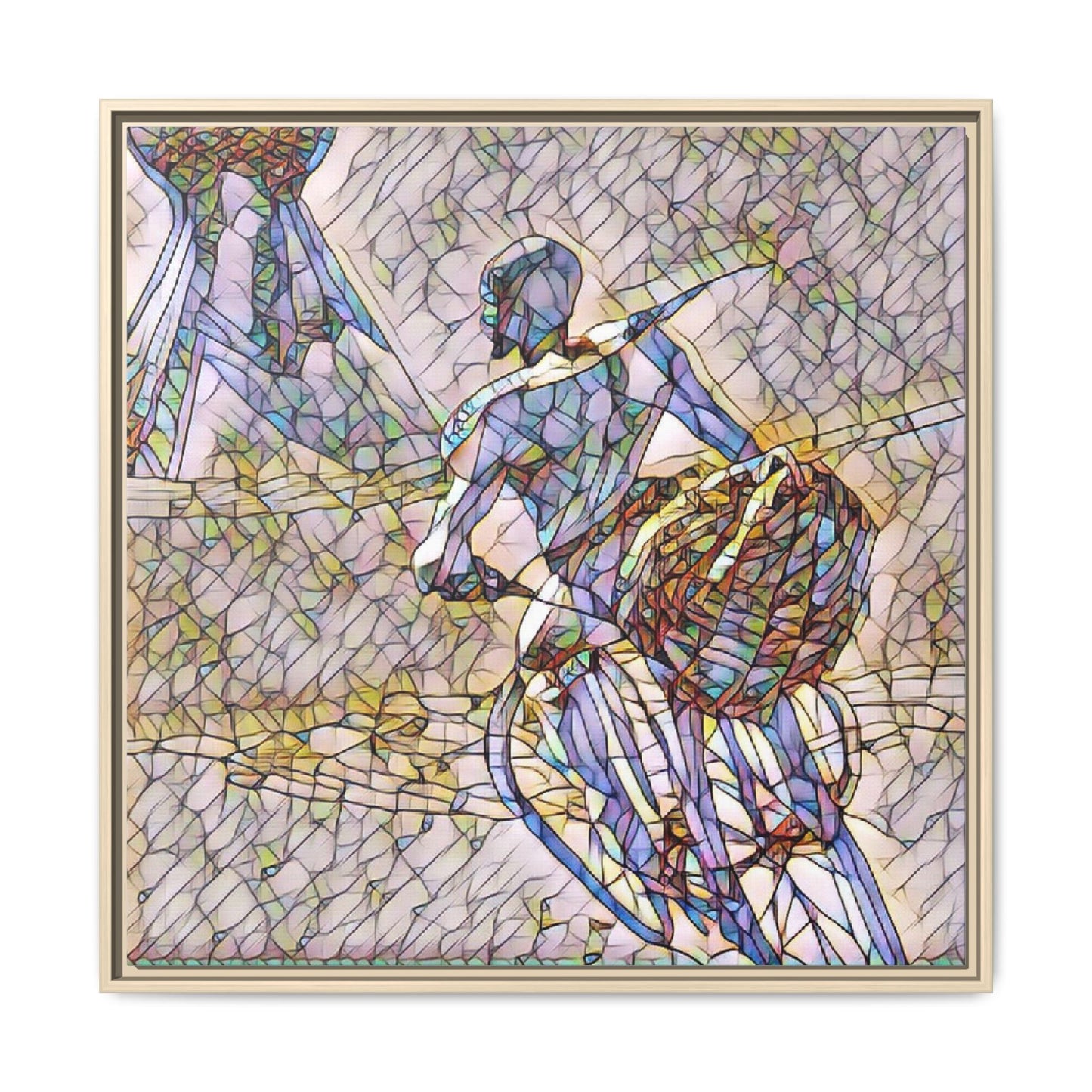 Abstract Stained-Glass Warrior Matte Framed Canvas