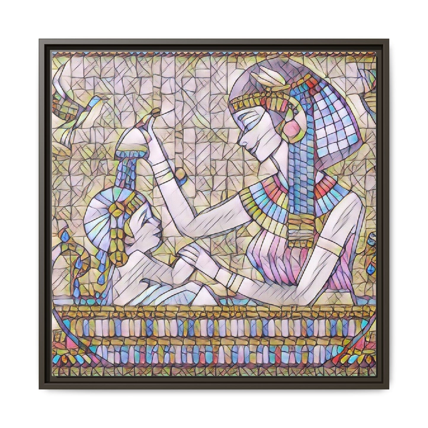 Egyptian Mosaic Mother & Child Framed Matte Canvas