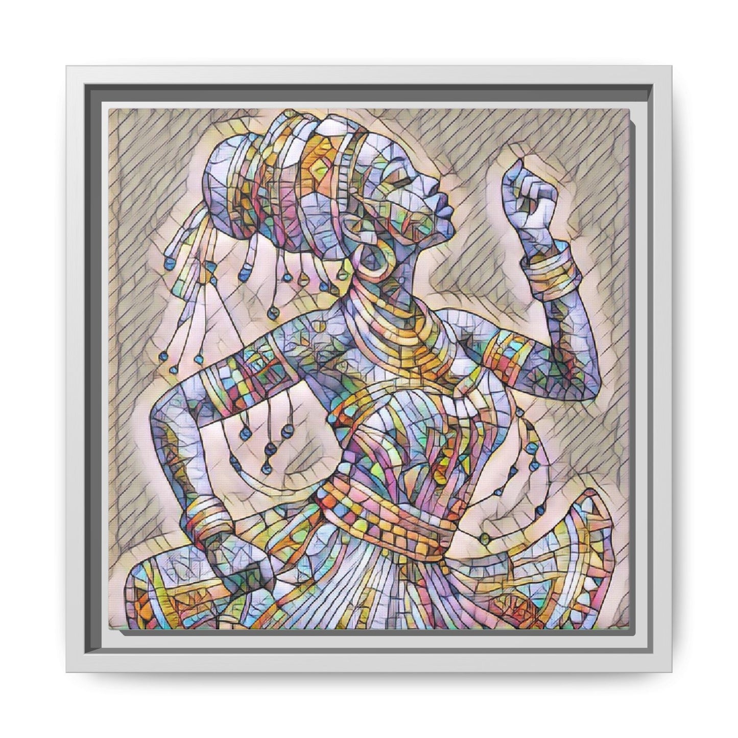 Framed Canvas Art — Colorful Mosaic Dancer