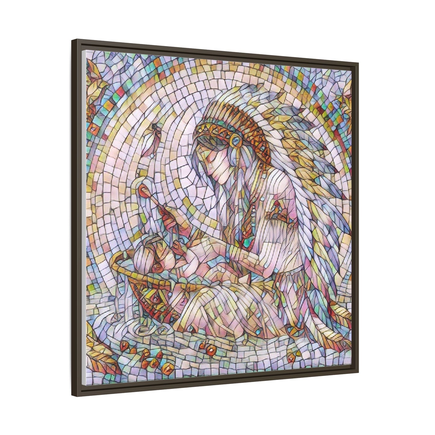 Framed Mosaic Native Mother & Child Matte Canvas Art