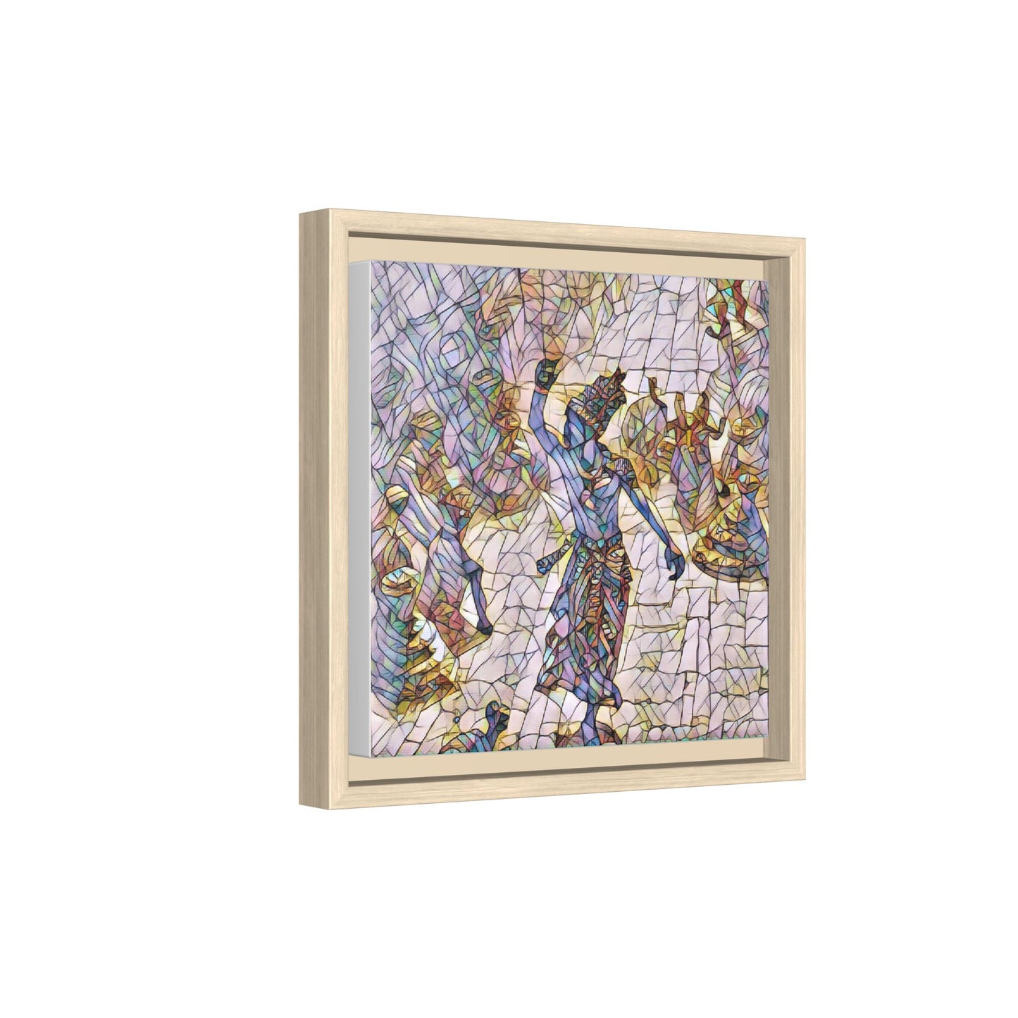 Framed Canvas Art — Colorful Mosaic Krishna Dance Print