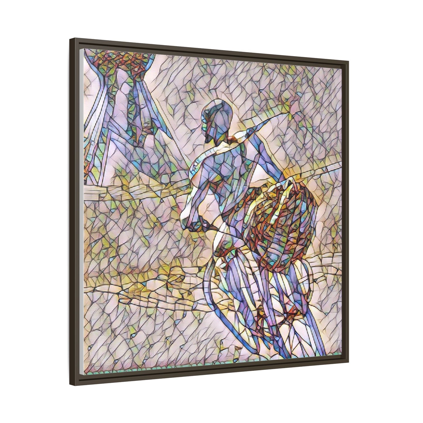 Abstract Stained-Glass Warrior Matte Framed Canvas