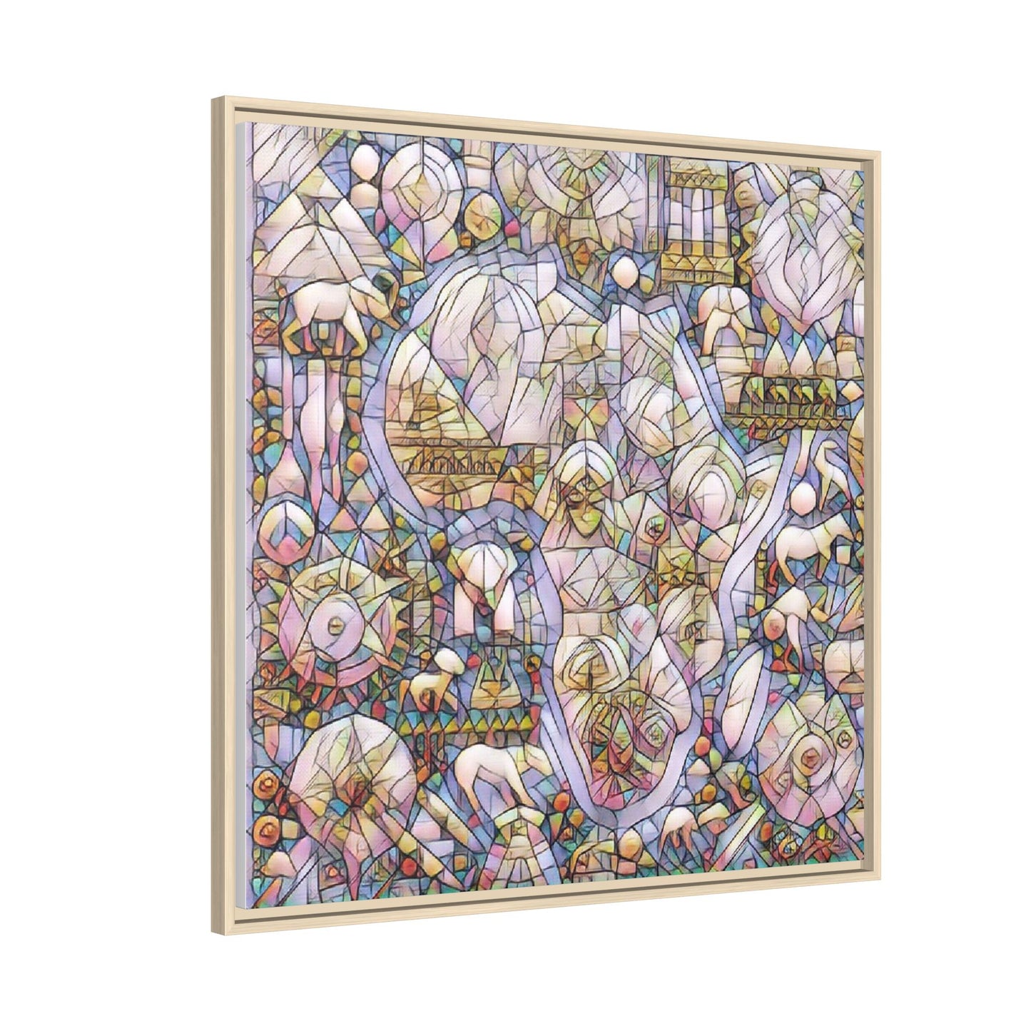 Abstract Stained-Glass Style Framed Canvas Print