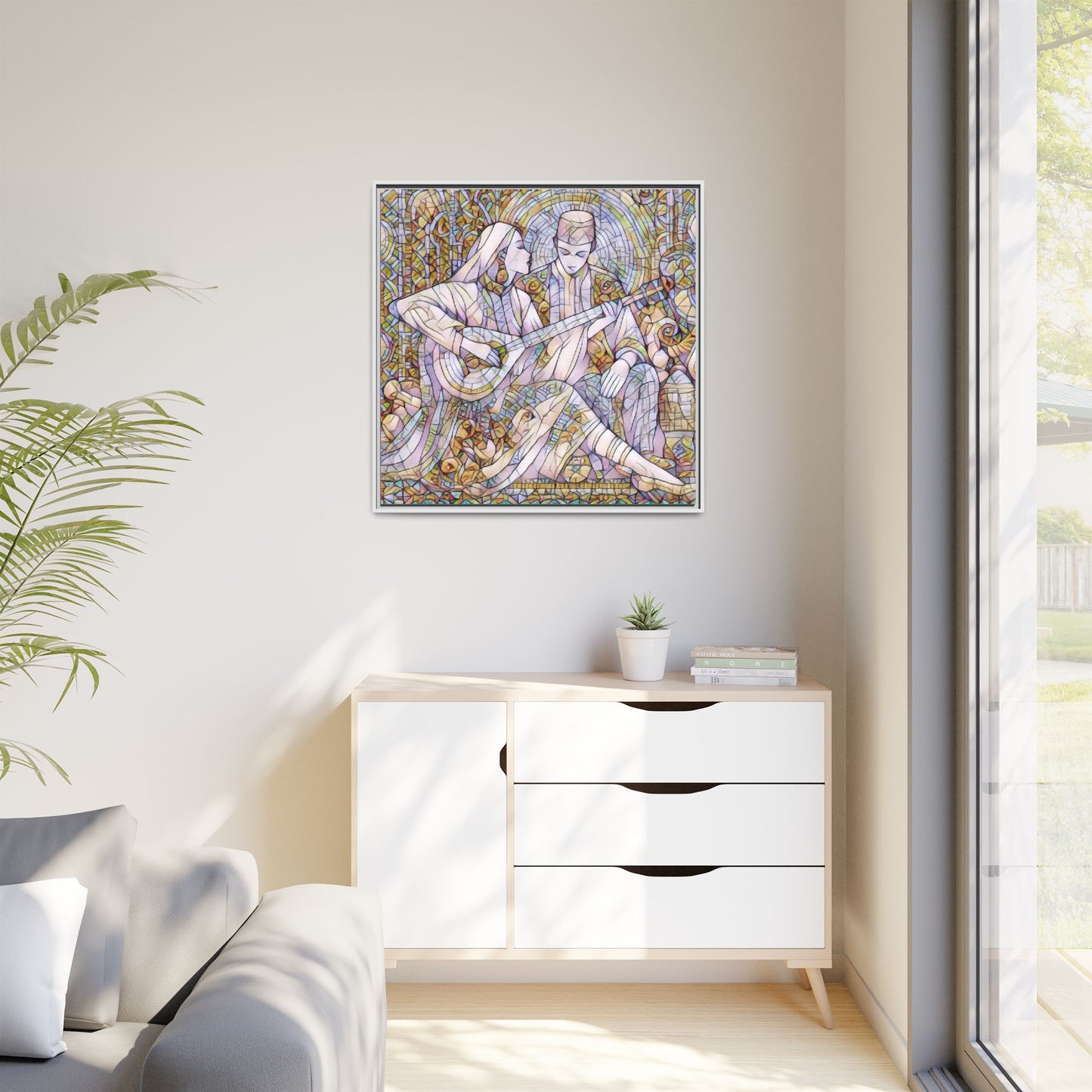 Love Song Serenade - Framed Canvas Wall Art | Guitar Player Romantic Print