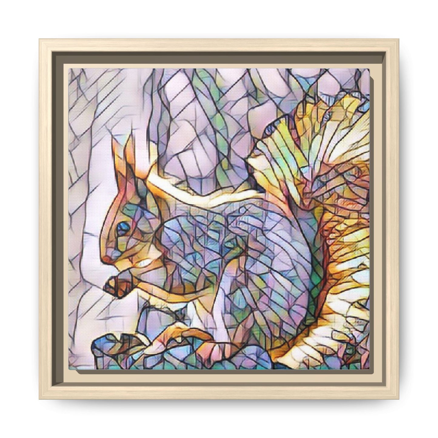 Framed Squirrel Mosaic Matte Canvas Wall Art