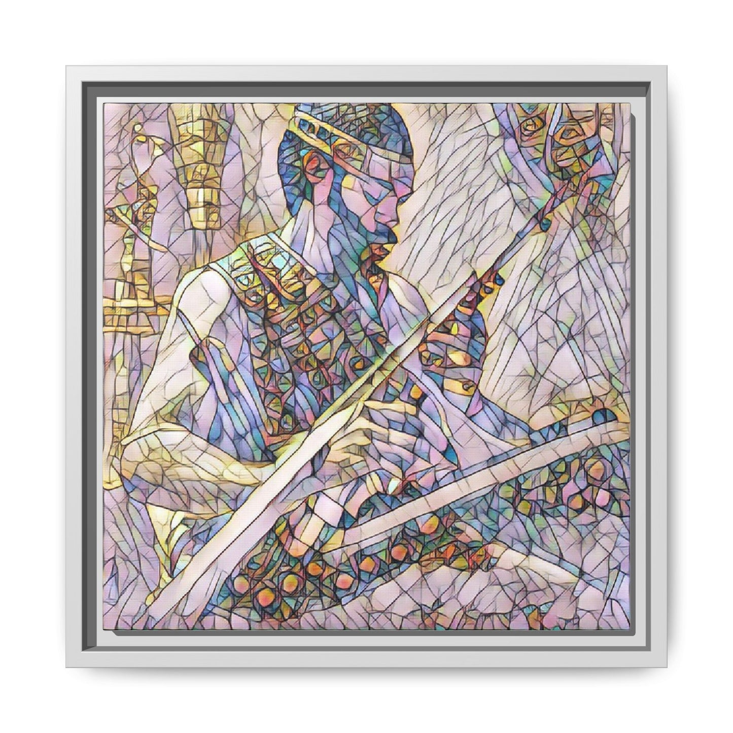 Framed Matte Canvas — Abstract Musician Stained-Glass Art Print