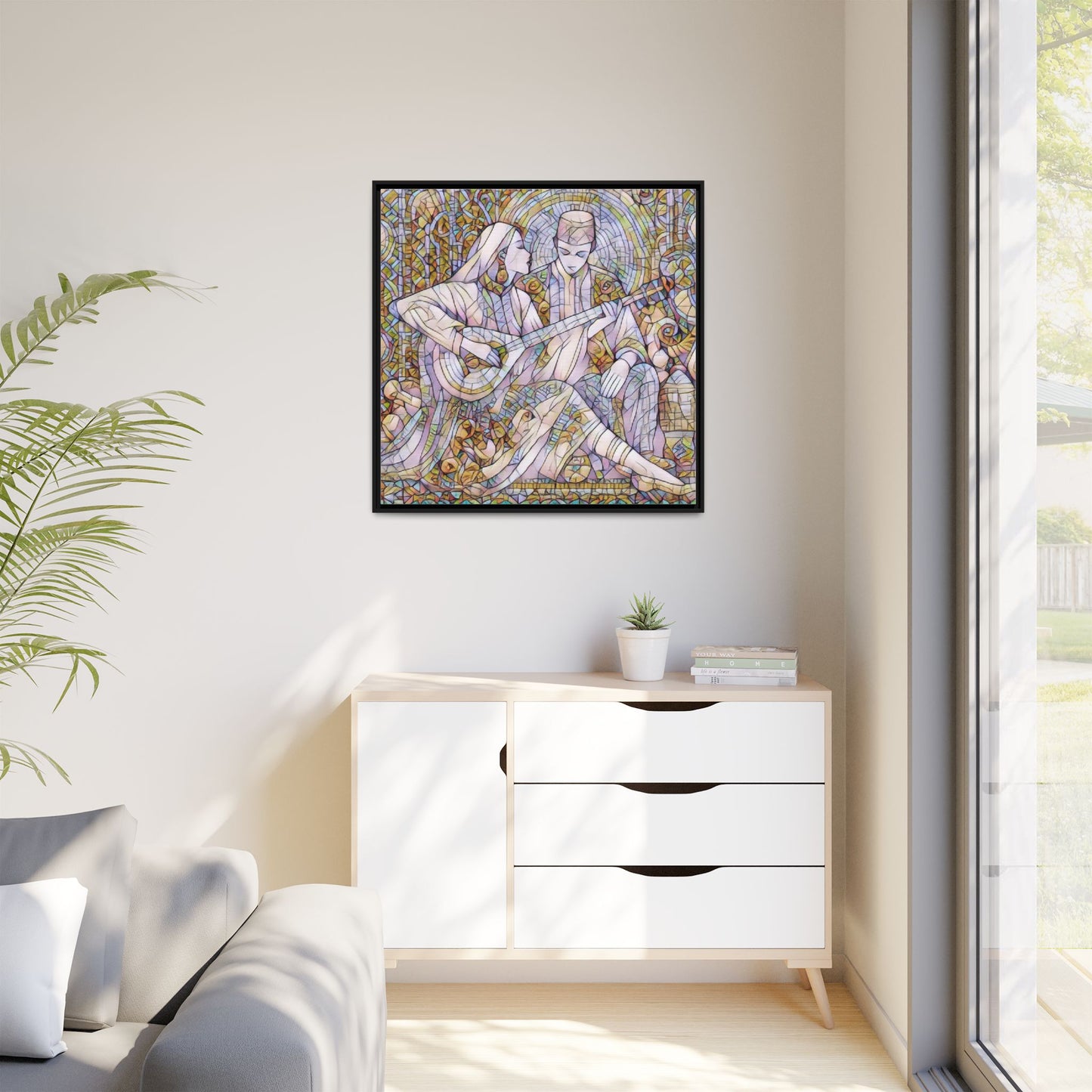 Love Song Serenade - Framed Canvas Wall Art | Guitar Player Romantic Print