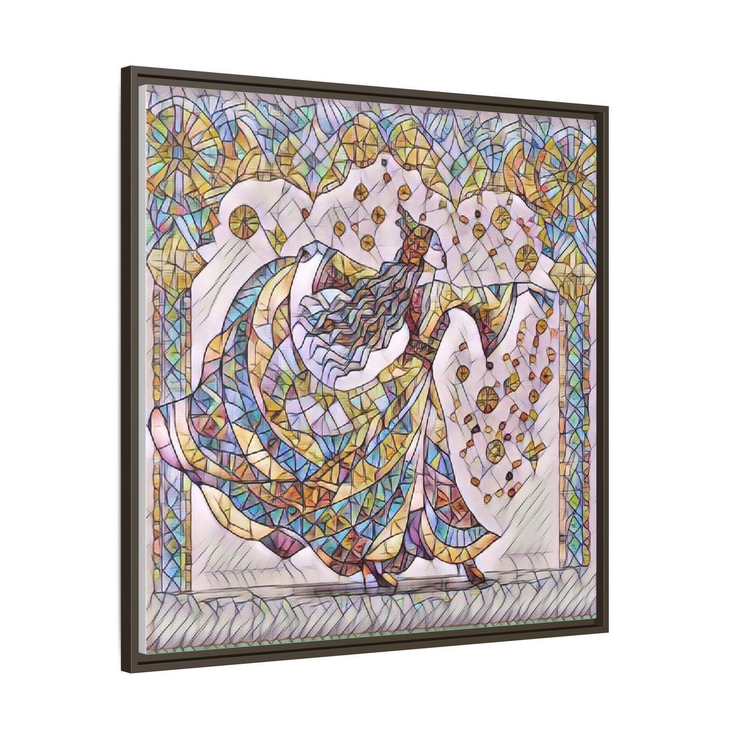 Stained Glass Dancing Dervish Framed Canvas Art