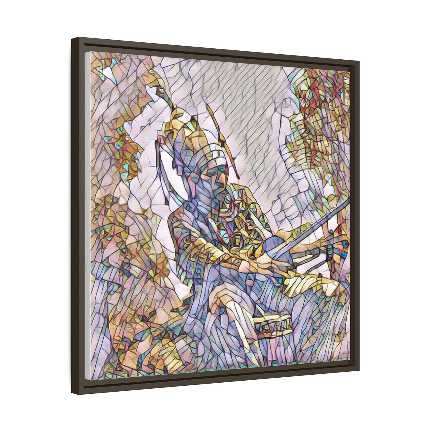 Framed Archery Canvas Print — Stained-Glass Archer Wall Art