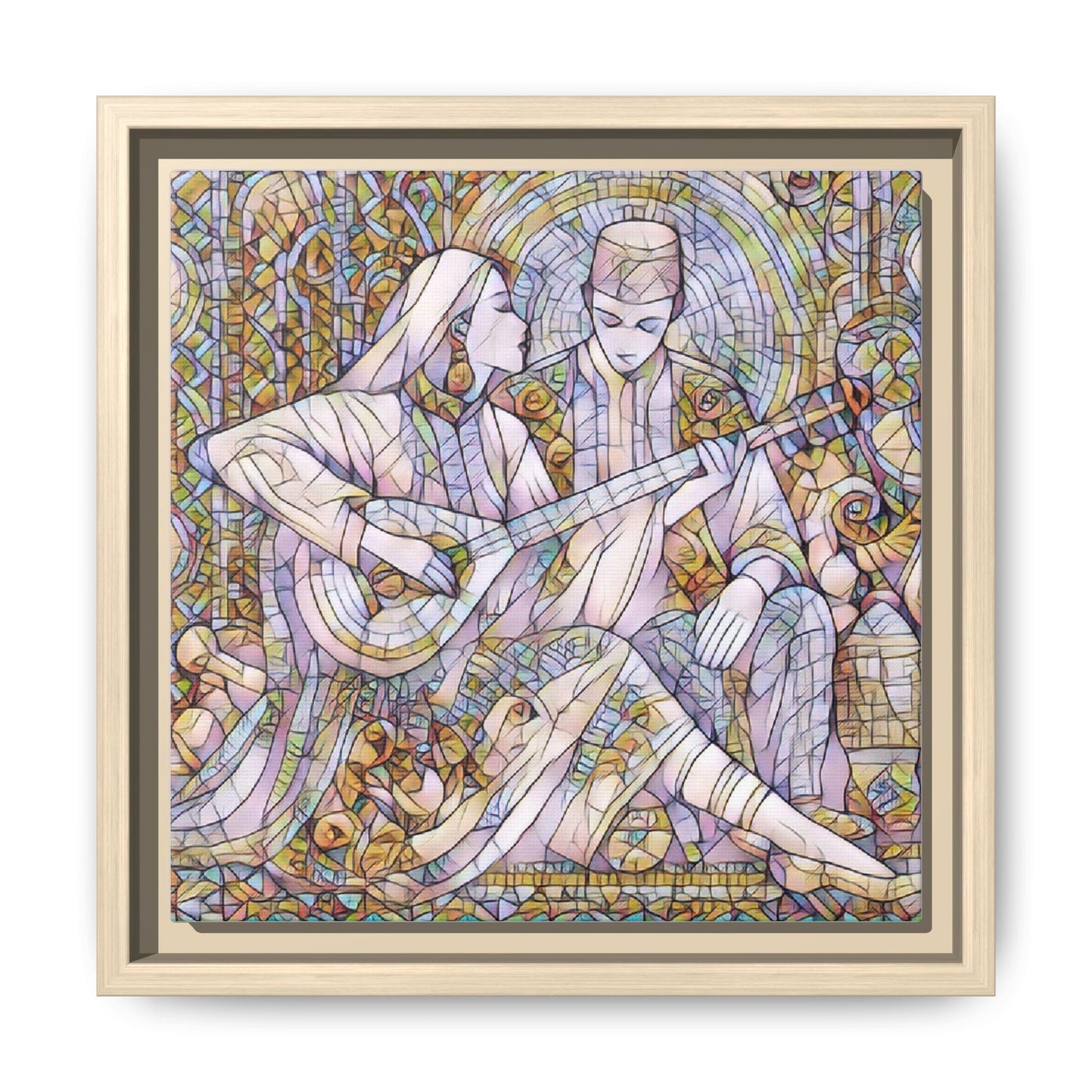 Love Song Serenade - Framed Canvas Wall Art | Guitar Player Romantic Print