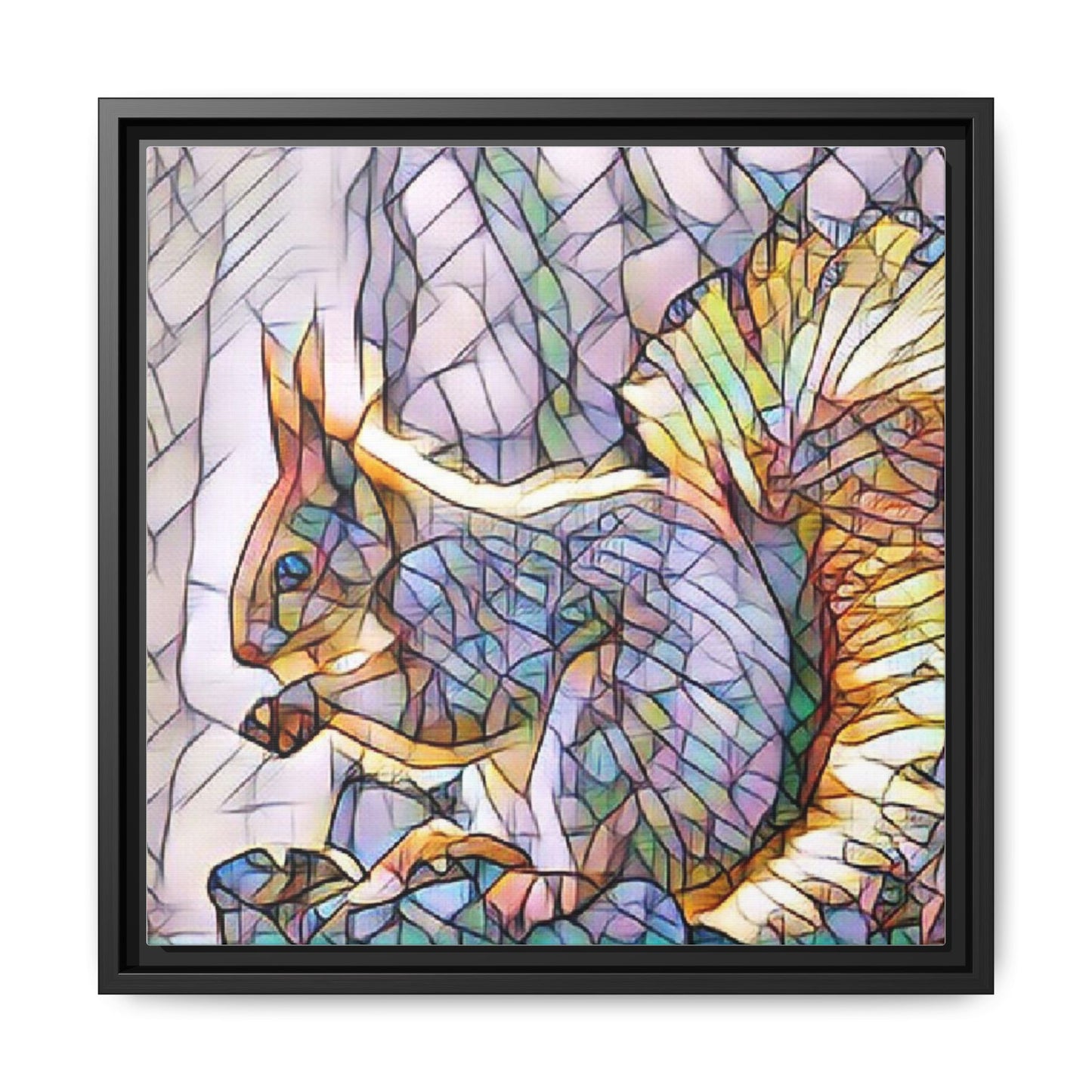 Framed Squirrel Mosaic Matte Canvas Wall Art