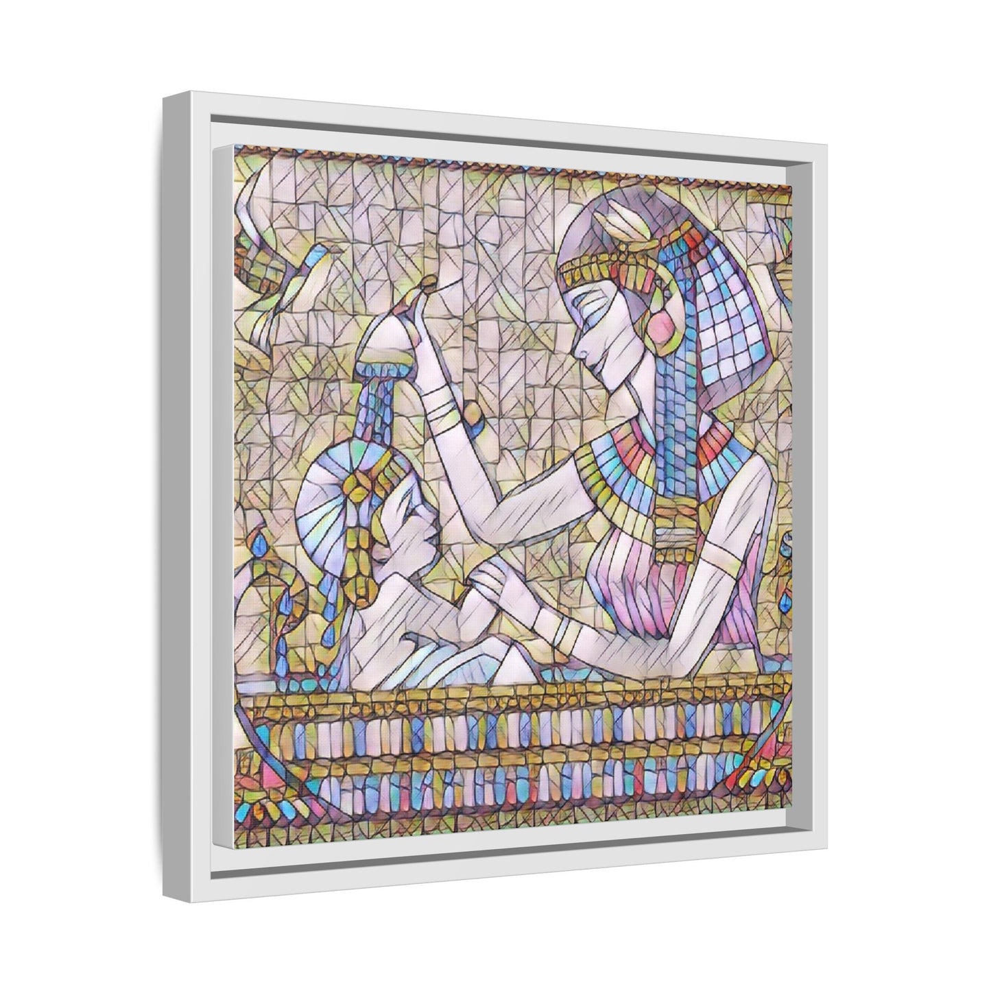 Egyptian Mosaic Mother & Child Framed Matte Canvas