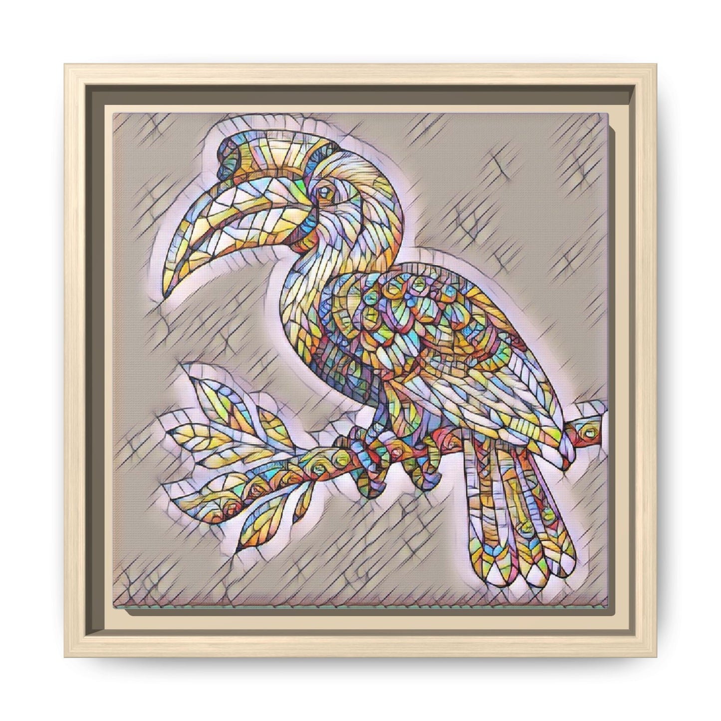 Colorful Stained Glass Toucan Matte Canvas Framed Wall Art