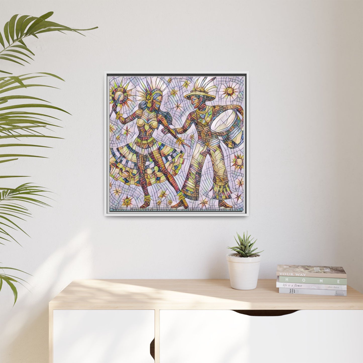 Carnival Dancers Framed Canvas Art — Colorful Samba Rhythm Wall Decor