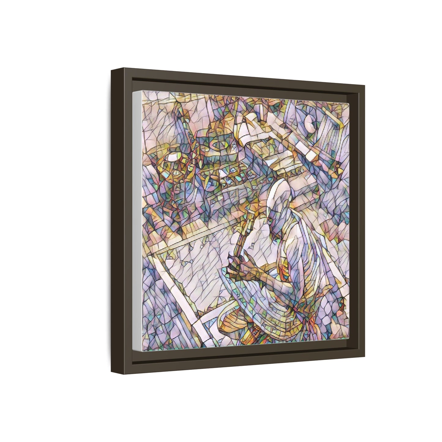 Stained-Glass DJ Matte Canvas Print (Framed) — Colorful Music Room Wall Art