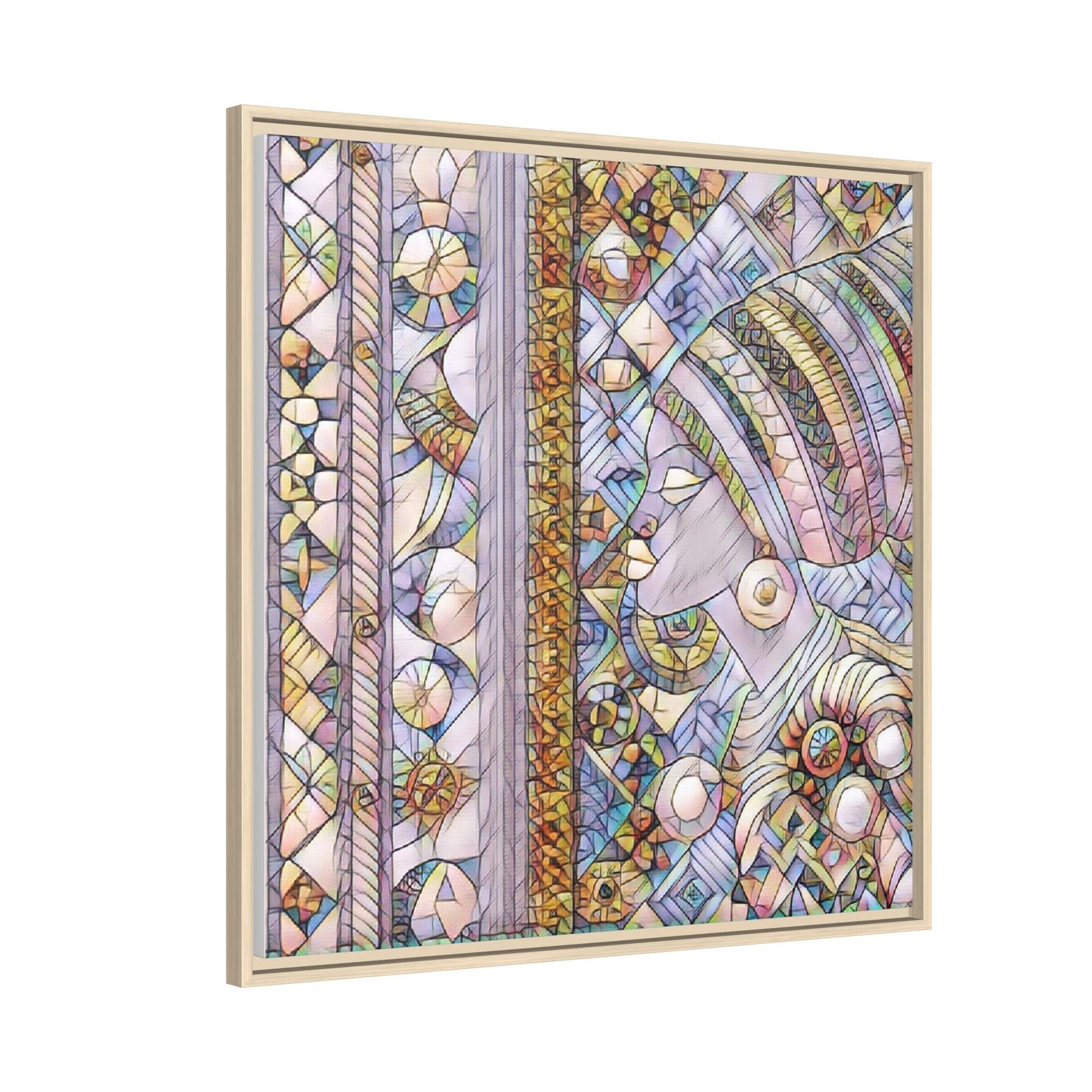 Afrocentric Stained-Glass Portrait Matte Framed Canvas