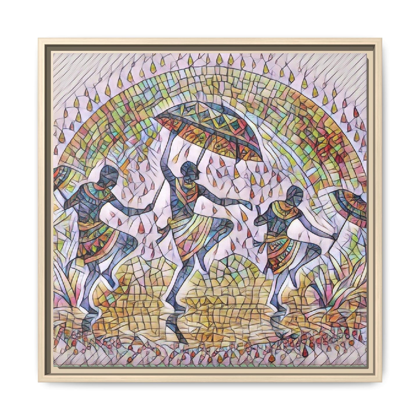 Framed Canvas Art — Colorful African Dance Mosaic