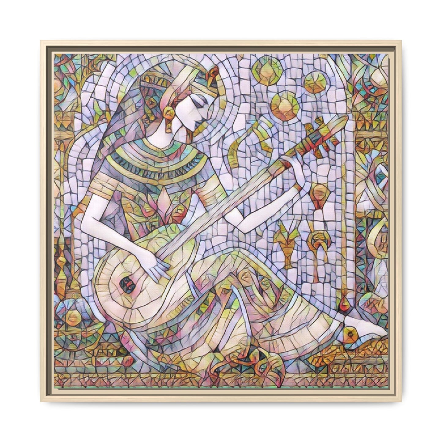 Egyptian Muse Mosaic Matte Canvas Framed Wall Art