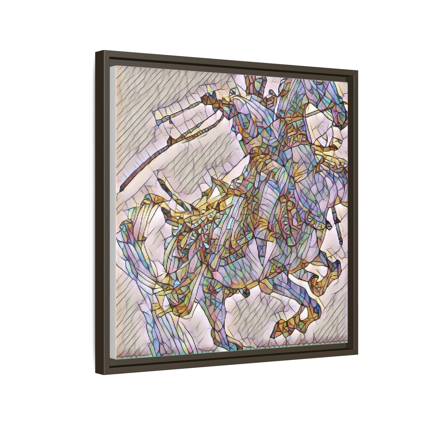 Framed Abstract Stained-Glass Horse Canvas
