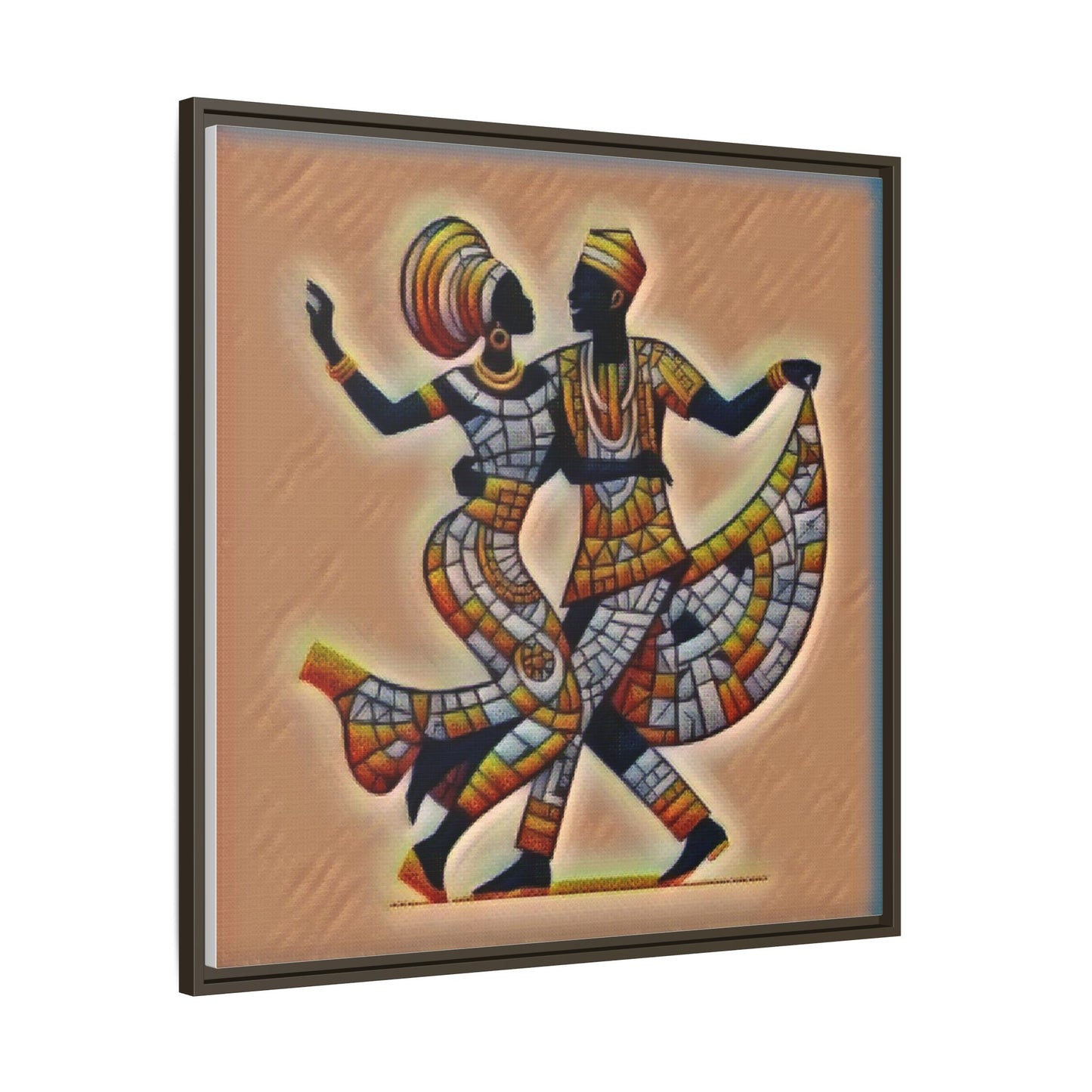 Framed African Dance Mosaic Art Print — Matte Canvas Wall Decor