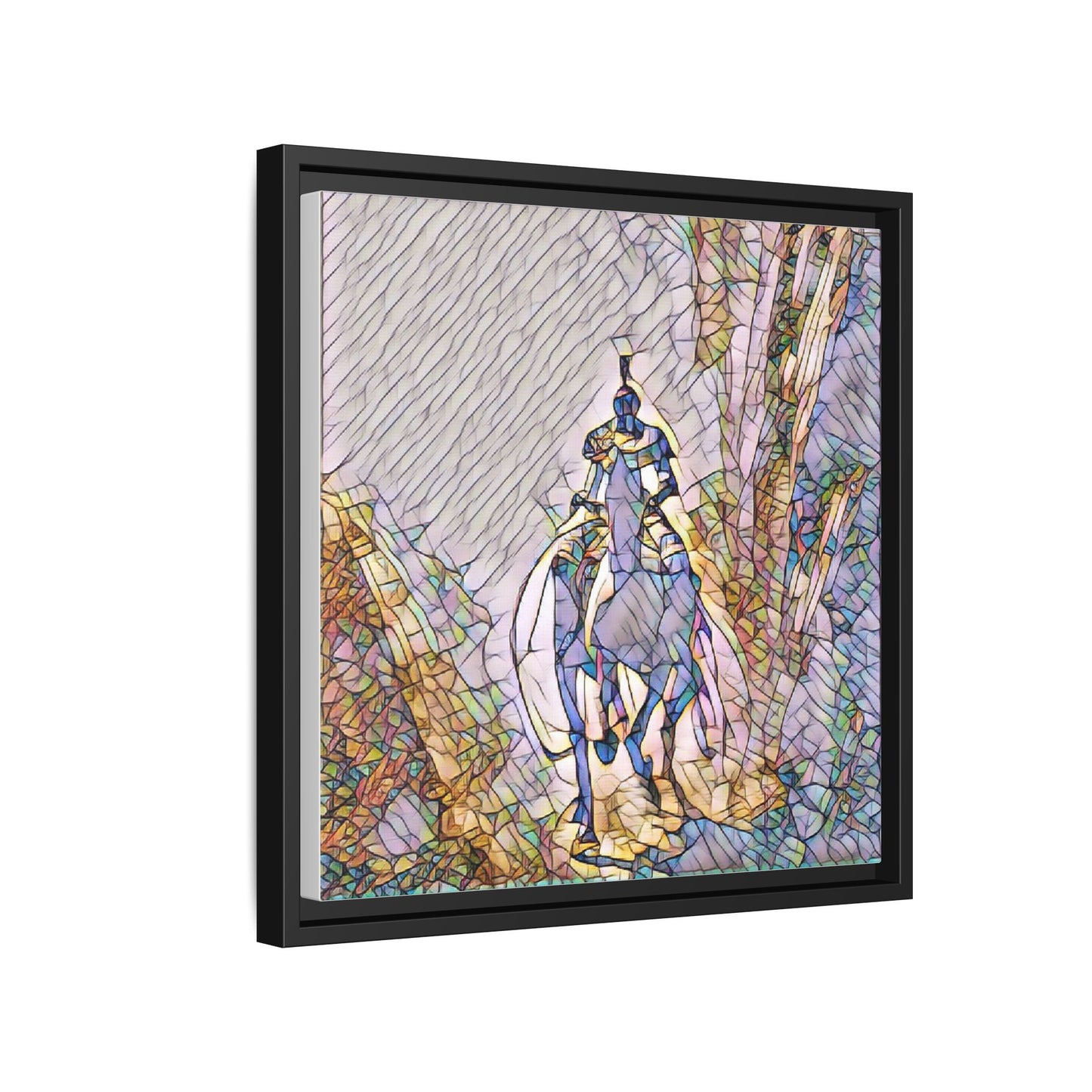Stained-Glass Knight Matte Framed Canvas Wall Art