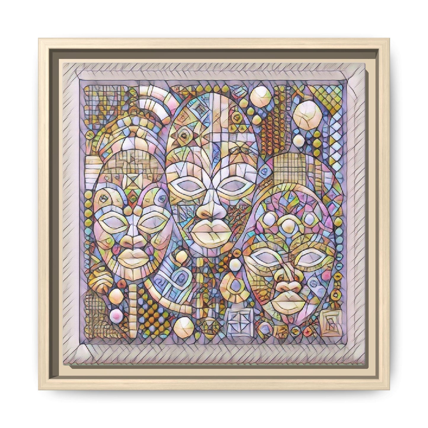 Abstract African Mask Art — Framed Matte Canvas Wall Art
