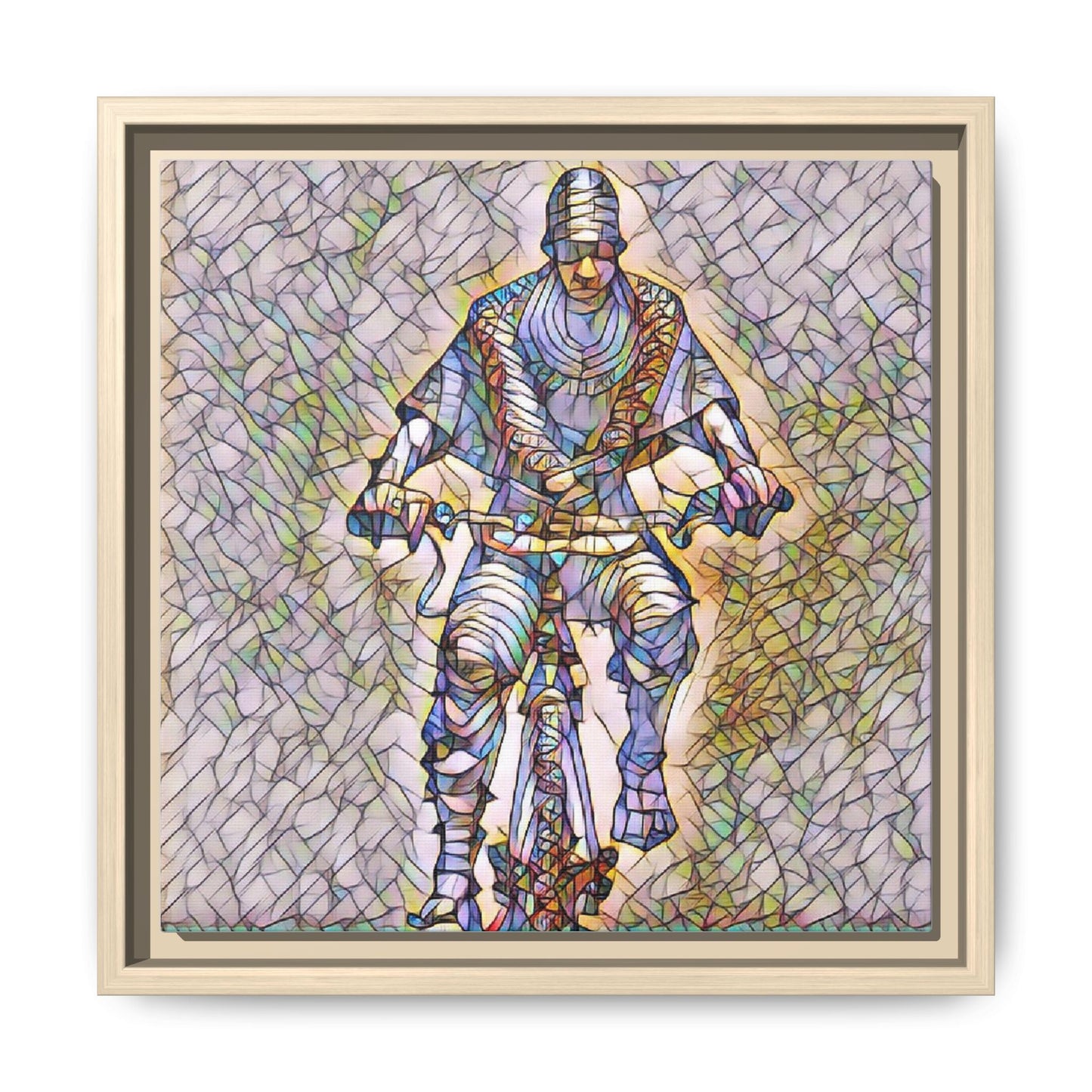 Yekhee Bicycle Rider - Framed Canvas Wall Art Print | Cycling Decor