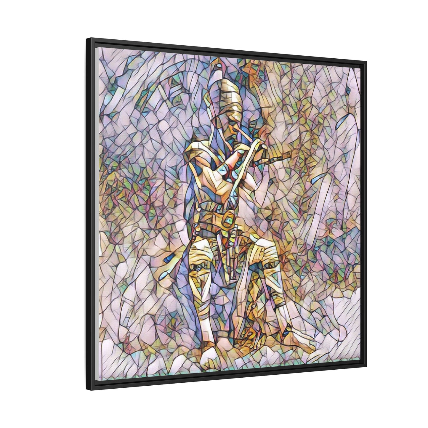 Framed Matte Canvas - Stained Glass Knight Artwork
